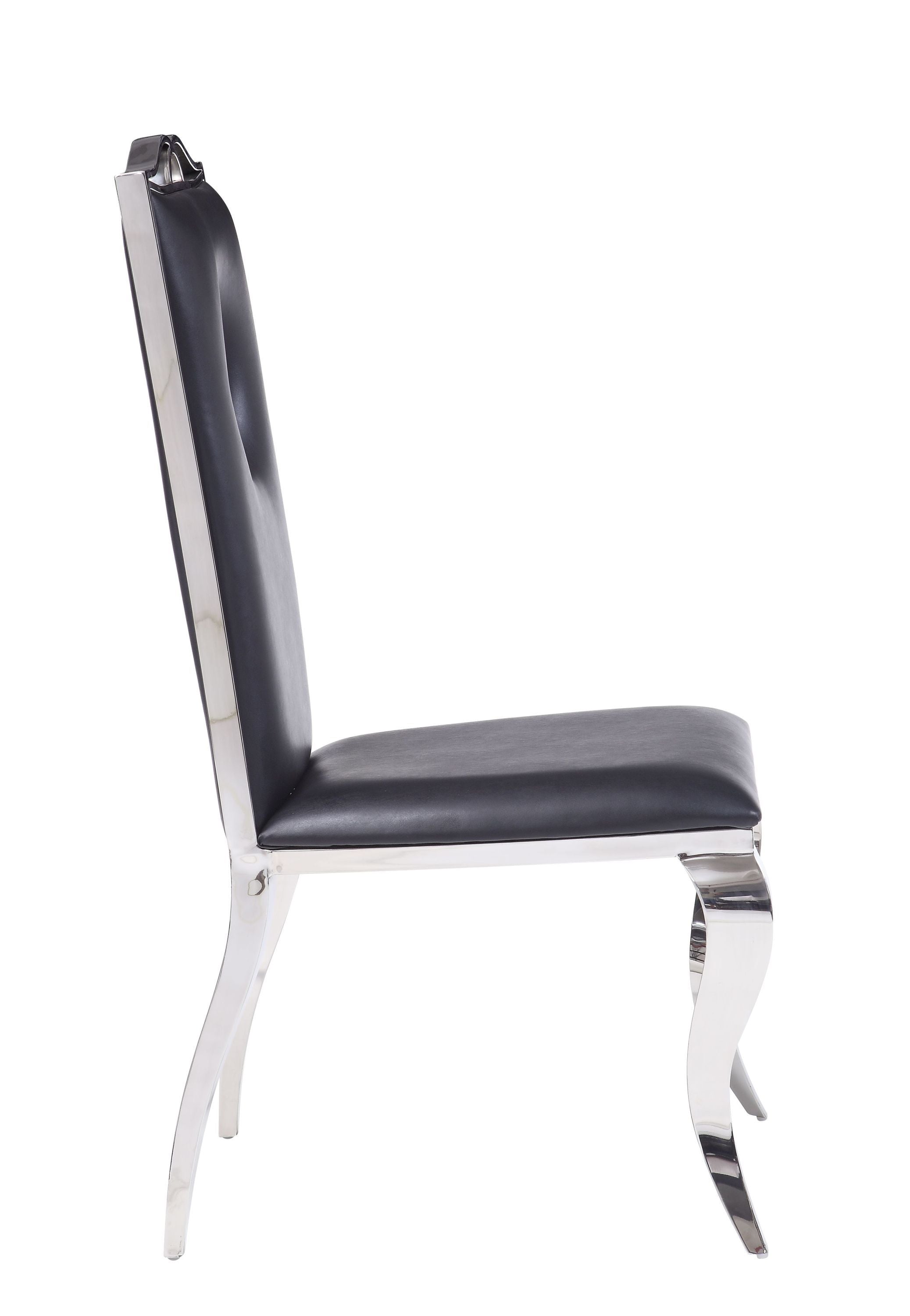 ACME Cyrene Side Chair (Set-2) in PU & Stainless Steel 62078