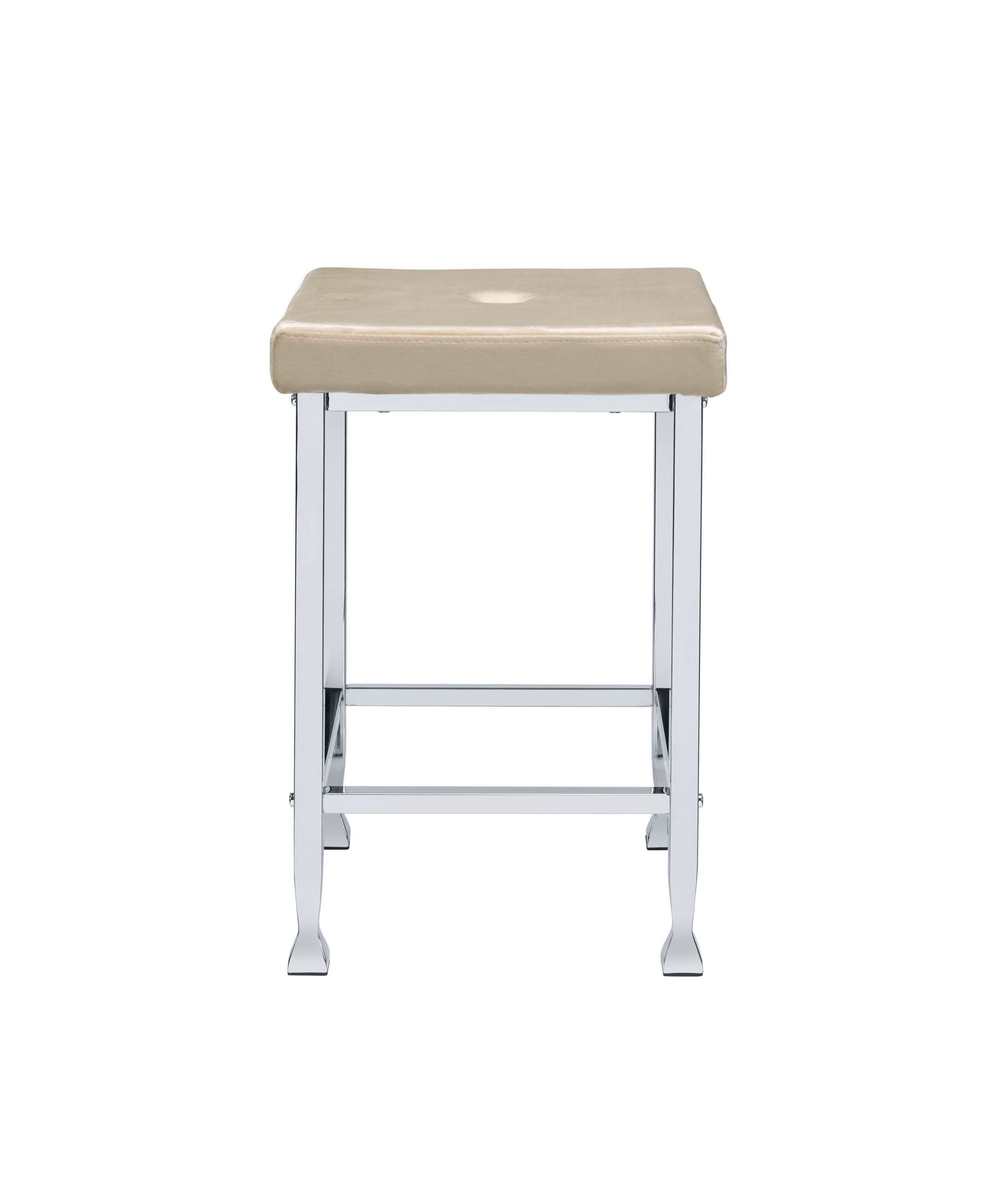 ACME Raine Counter High Stool, Beige Velvet & Chrome Finish 74007