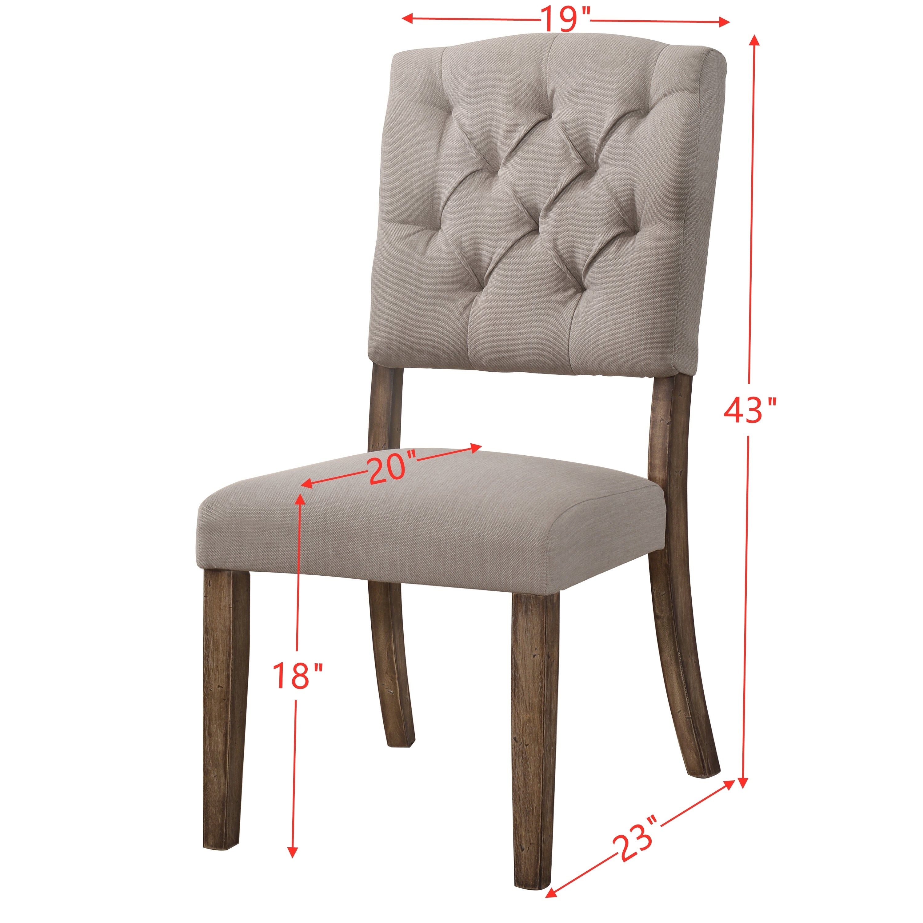 ACME Bernard Side Chair (Set-2) in Cream Linen & Weathered Oak 66187