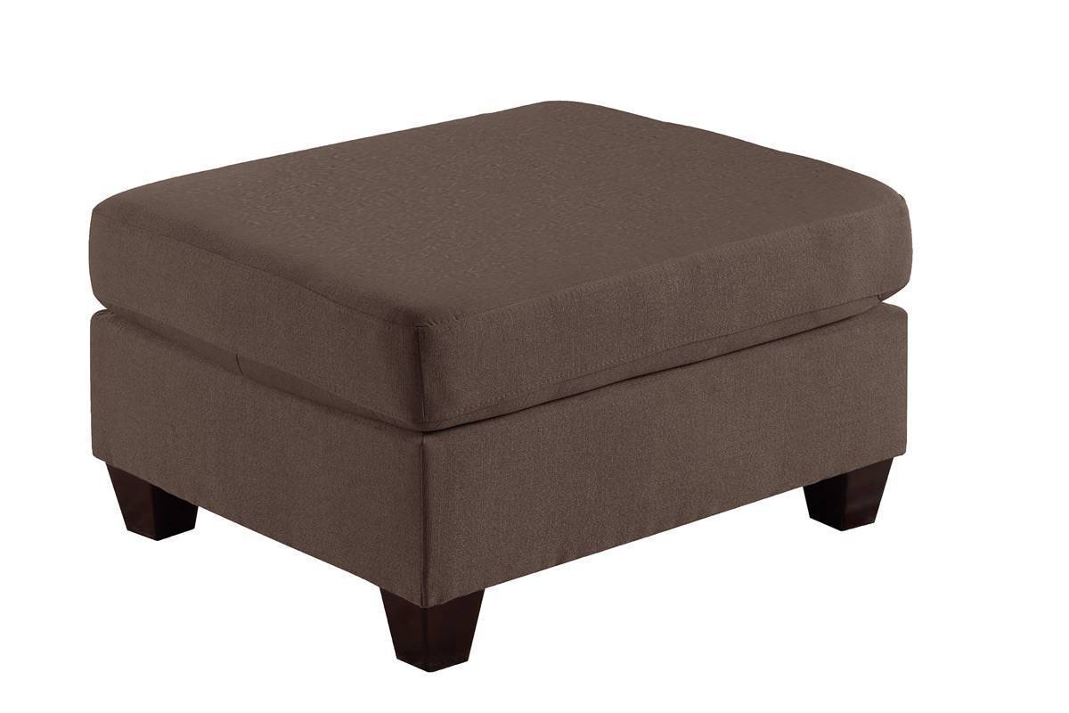 Living Room Furniture Ottoman Black Coffee Linen Like Fabric 1pc Cushion Ottoman Wooden Legs