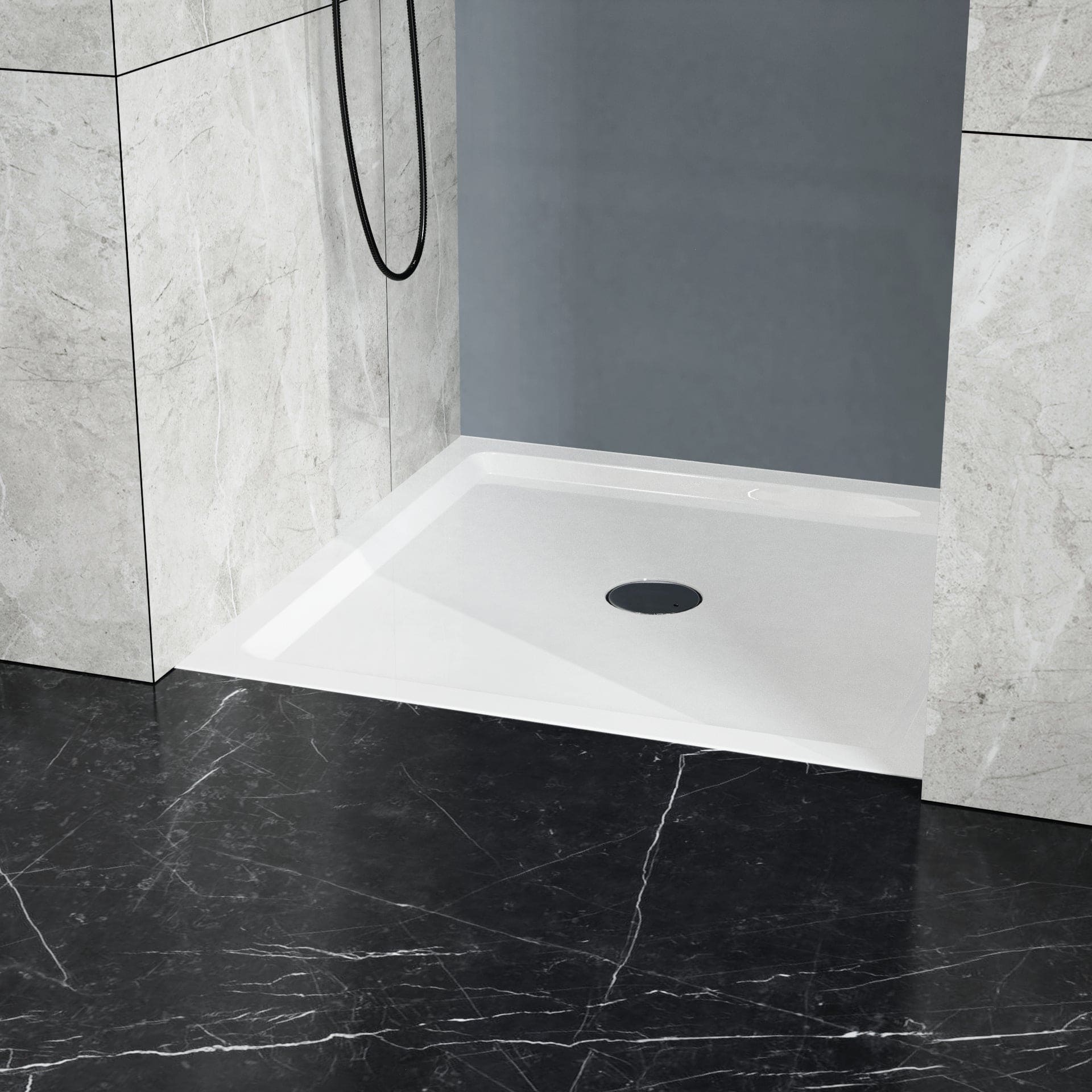 Goodyo 36x36in Shower Base White, Centered Drain and Single-Threshold