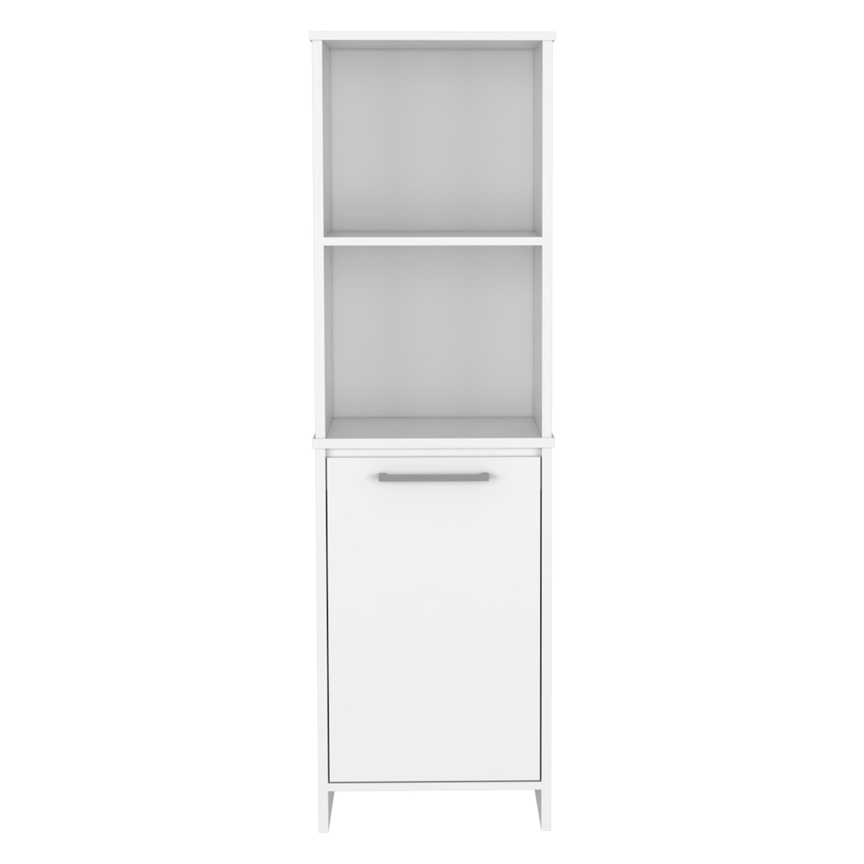 Kitchen Pantry Feery, Single Door Cabinet, Interior and External Shelves, White Finish