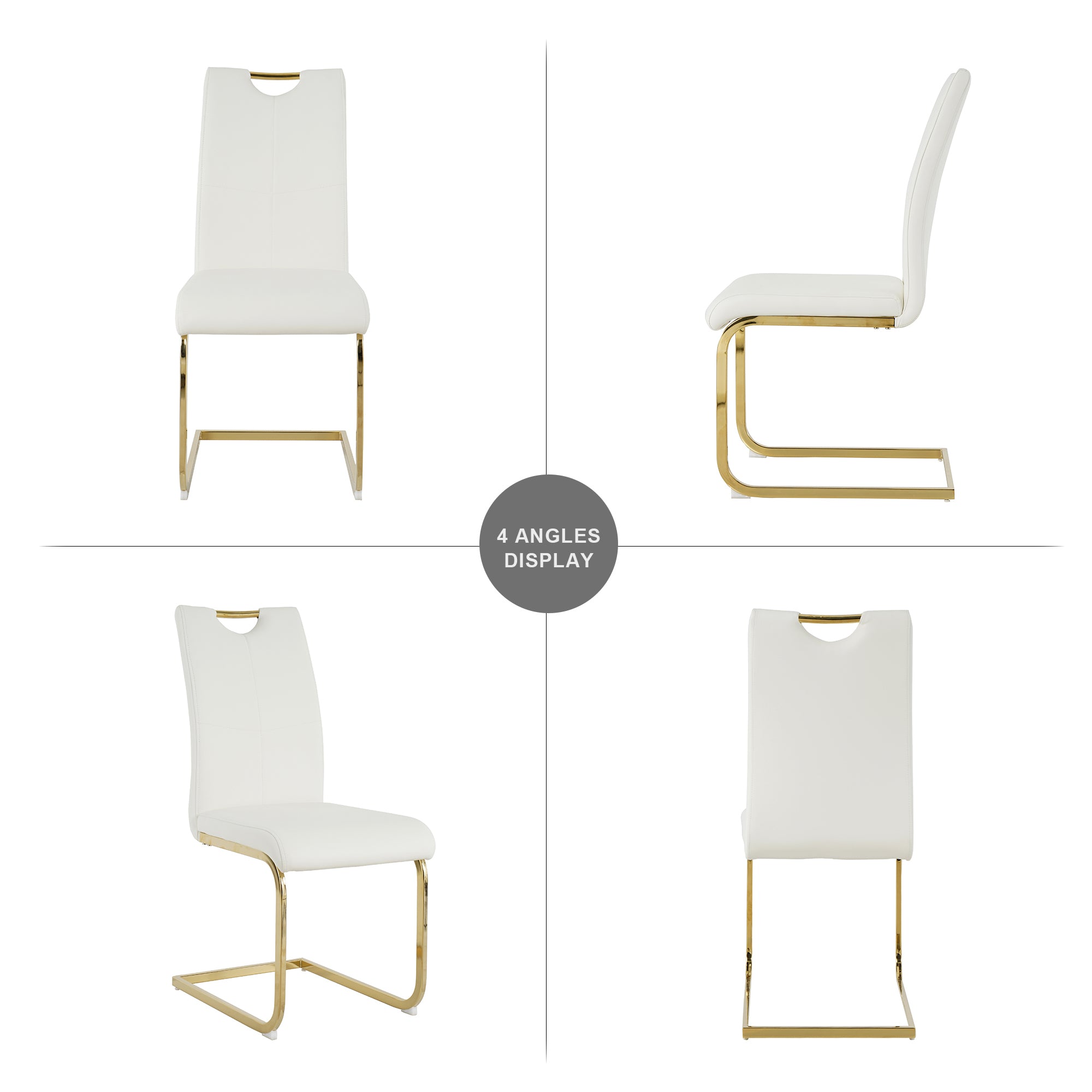 Modern Dining Chairs with Faux Leather Padded Seat Dining Living Room Chairs Upholstered Chair with gold Metal Legs Design for Kitchen, Living, Bedroom, Dining Room Side Chairs Set of 2