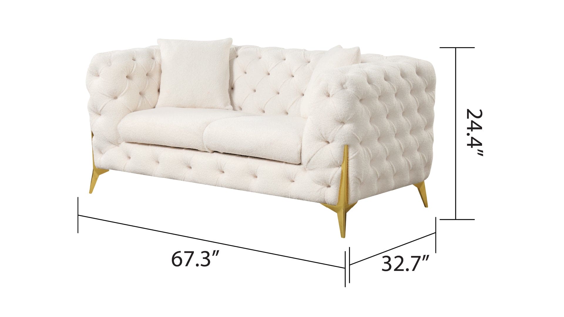 Contempo Modern Style Loveseat  Made with Wood in Cream