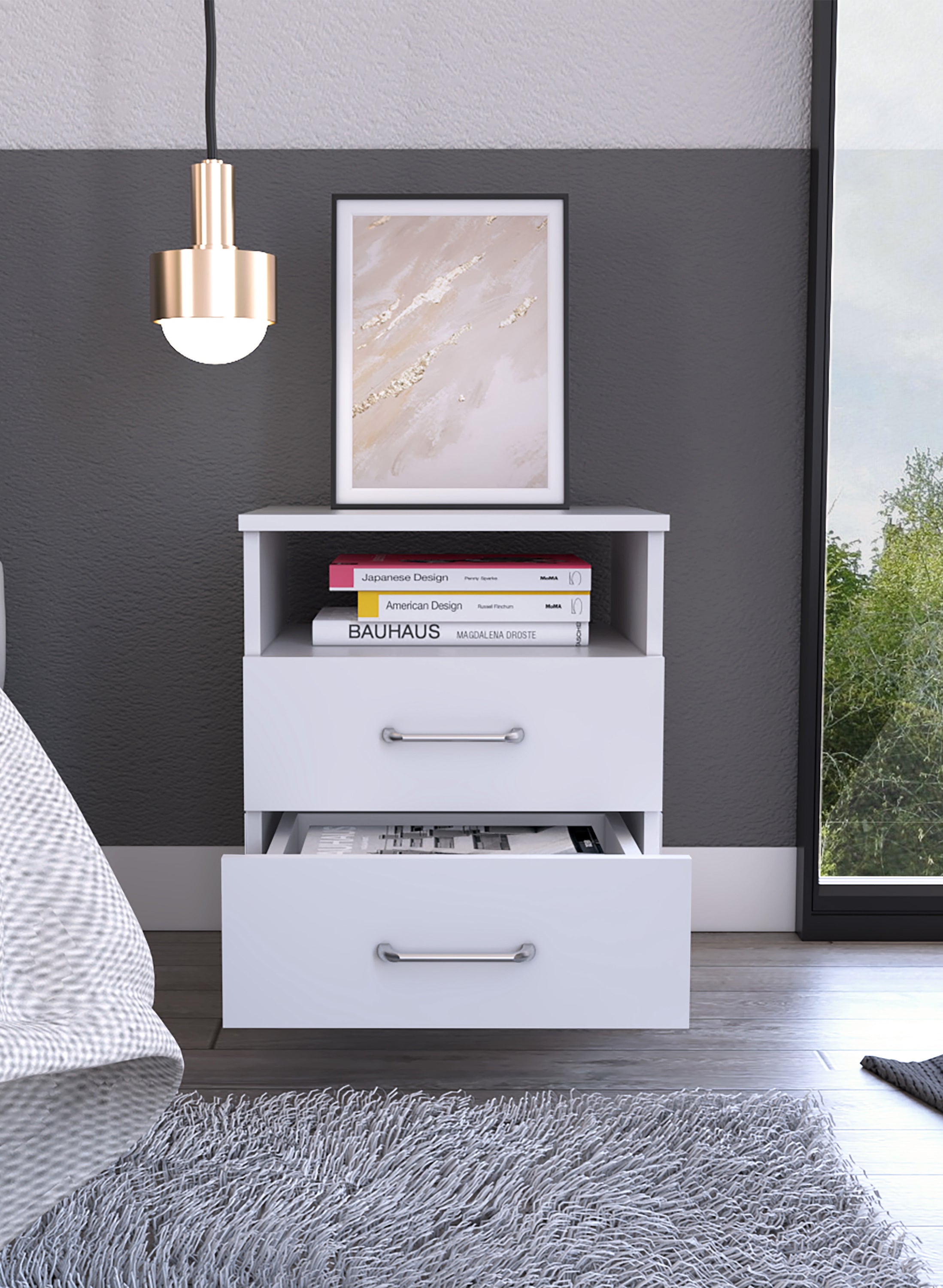 Brookeline 2-Drawer 1-Shelf Rectangle Nightstand White