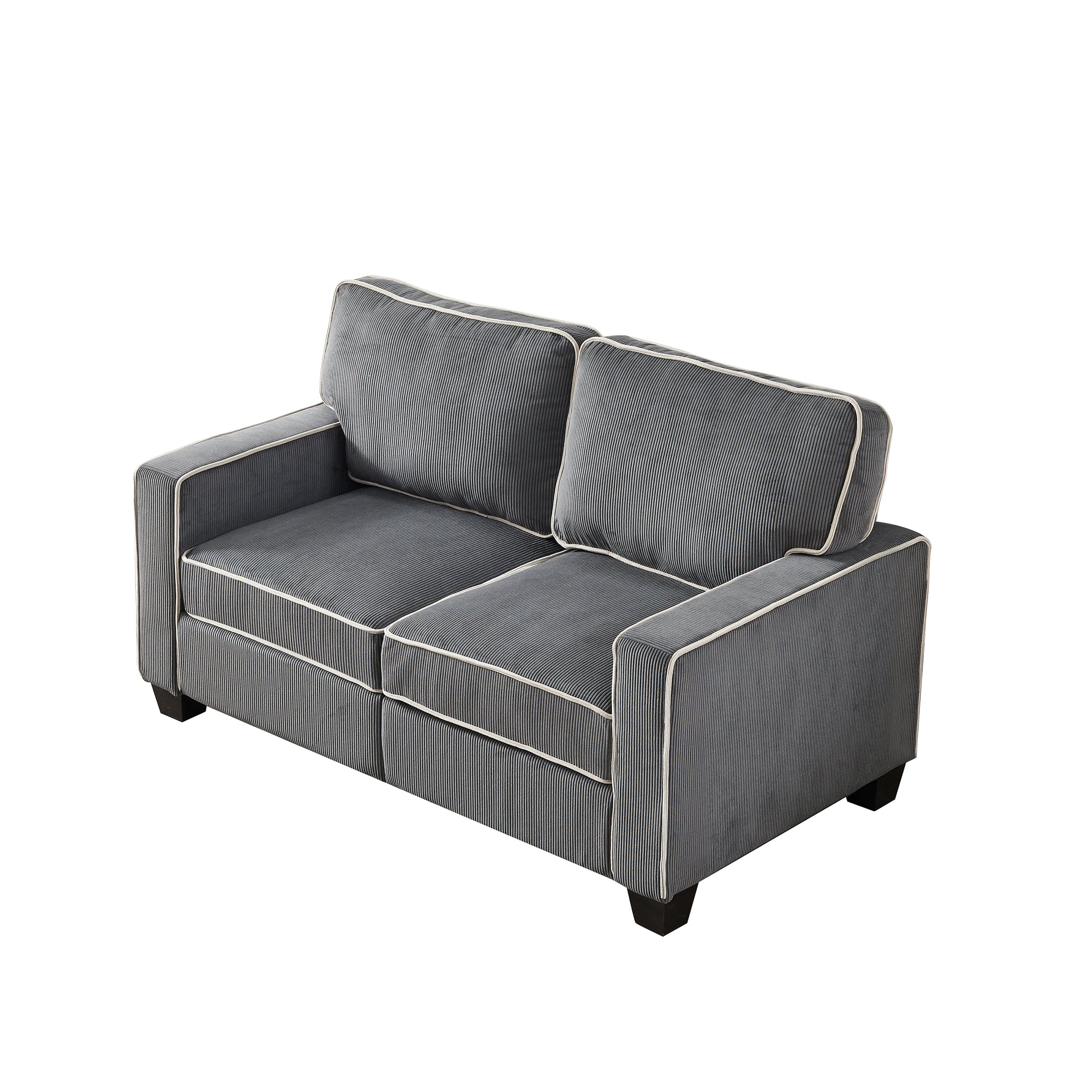 Living Room Sofa Loveseat with Storage Dark Grey Corduroy