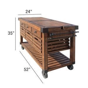 ACME Kaif Kitchen Cart, Distressed Chestnut 98184