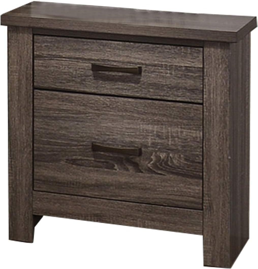 Natural Finish Striking Wooden Nightstand Bedside Table 2x Drawers Storage bedroom Furniture