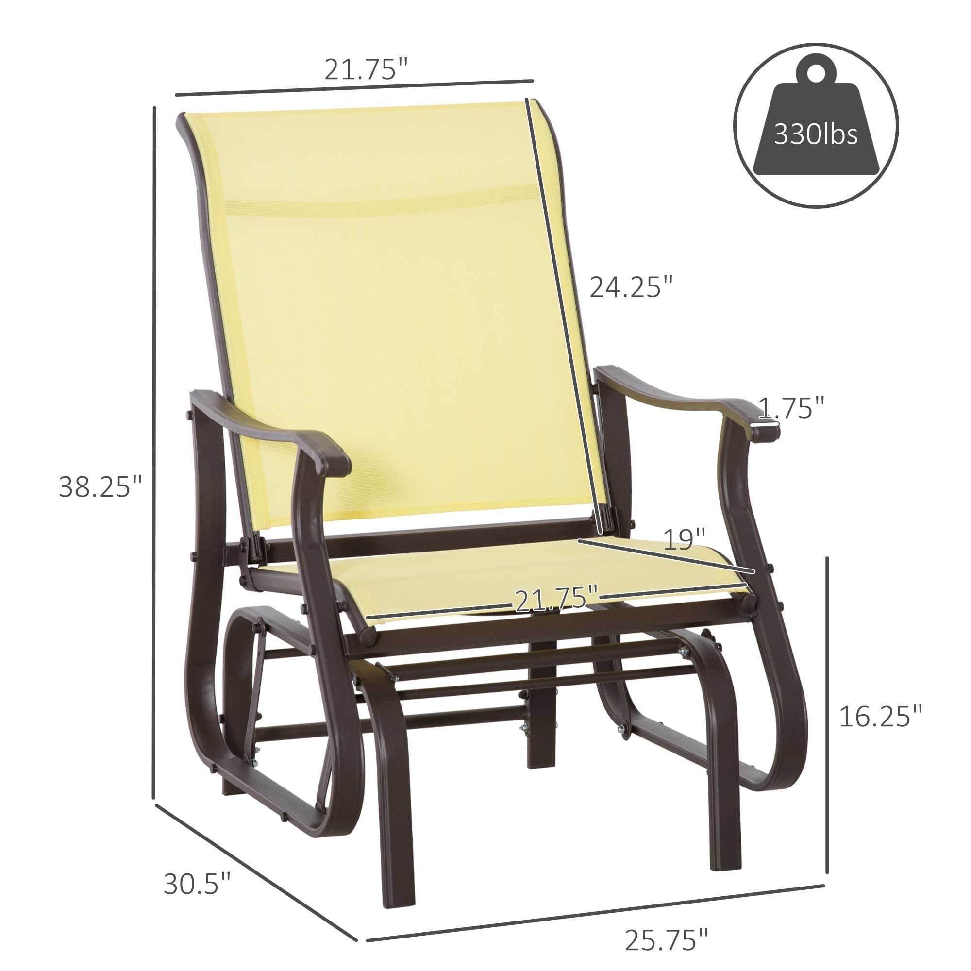 Outsunny Outdoor Swing Glider Chair, Patio Mesh Rocking Chair with Steel Frame for Backyard, Garden and Porch, Beige