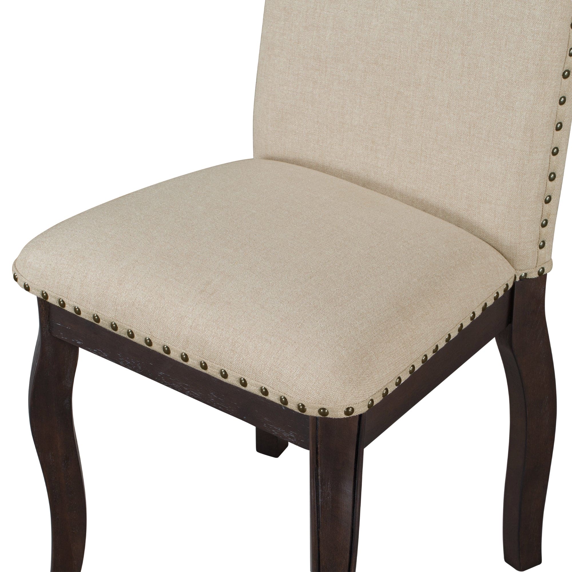 TREXM Set of 4 Dining chairs Wood Upholstered Fabirc Dining Room Chairs with Nailhead (Espresso)