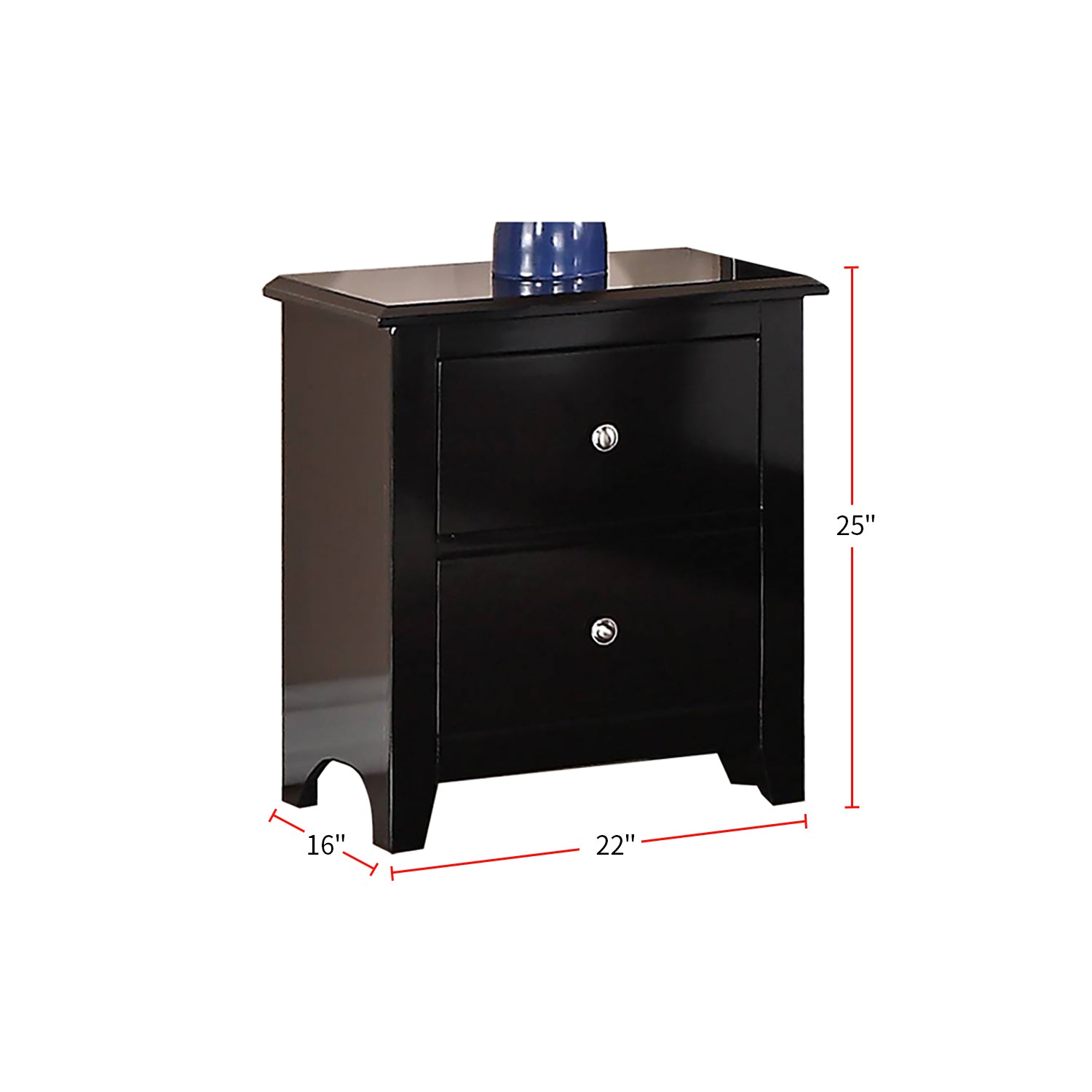 Nightstand With 2 Drawers Storage, Black