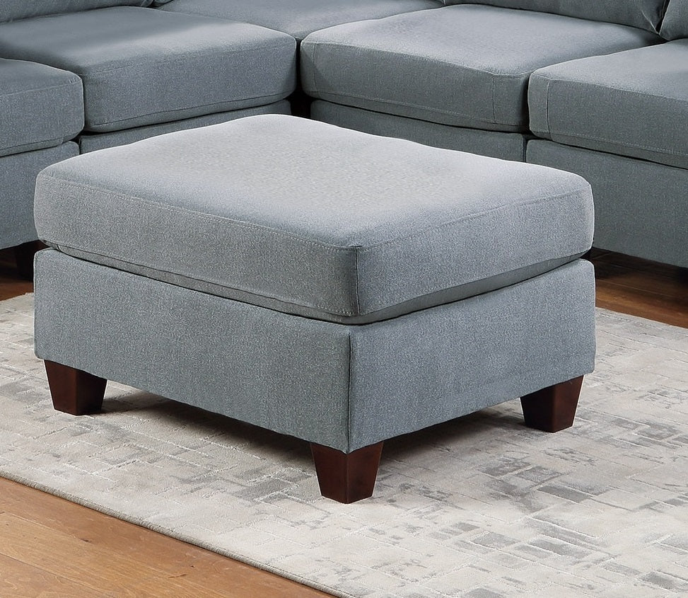 Living Room Furniture Cocktail Ottoman Grey Linen Like Fabric 1pc Plush Ottoman Wooden Legs