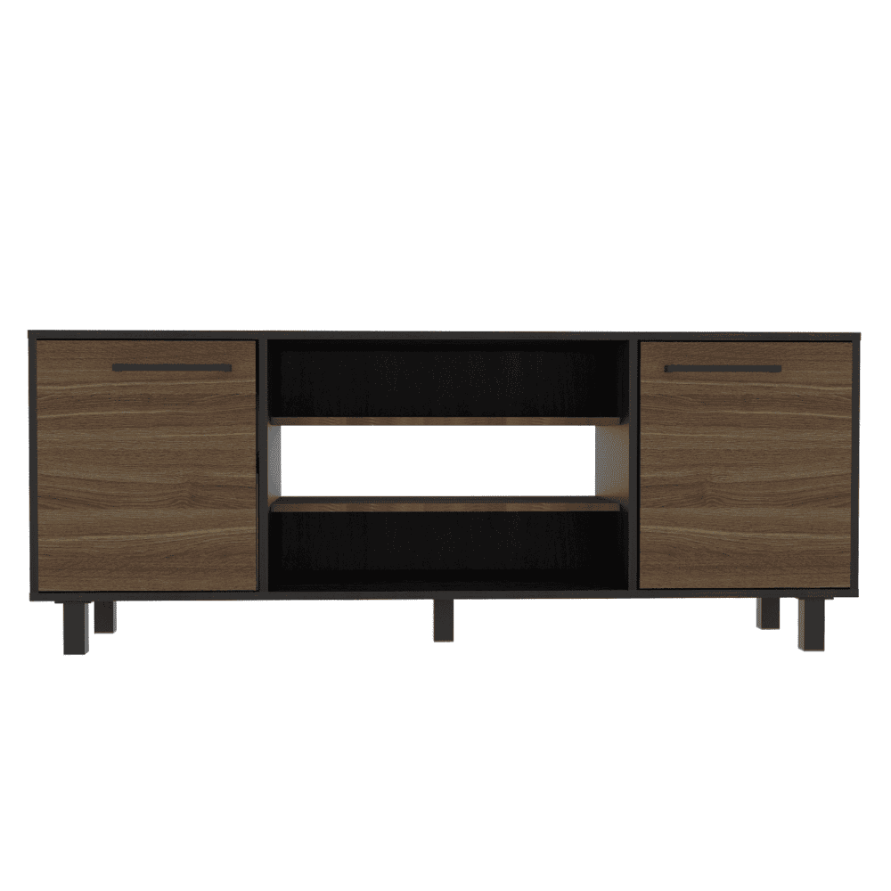 DEPOT E-SHOP Egeo Tv Stand for TV´s up 60", Two Cabinets, Three Shelves, Five Legs, Espresso / Pine