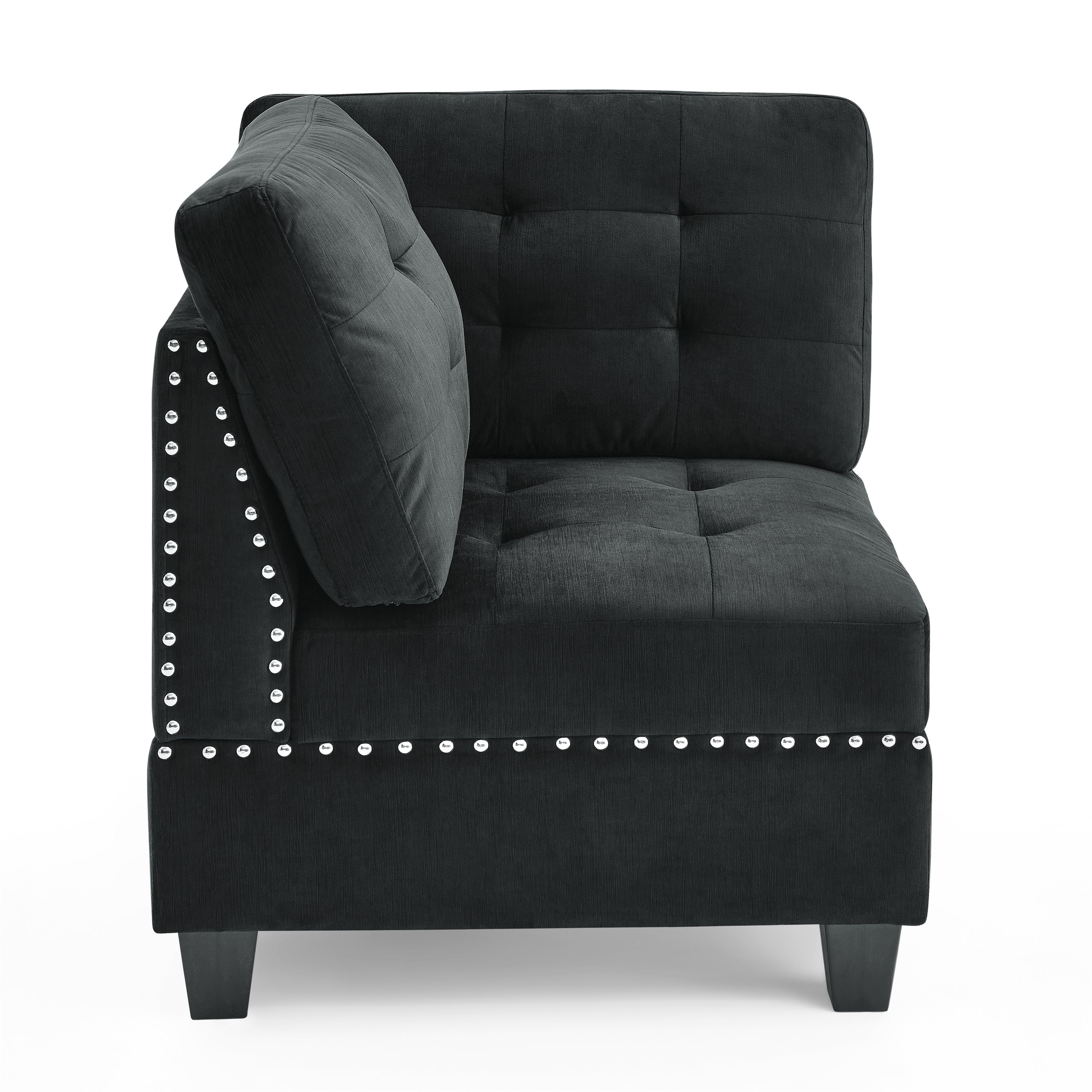 L shape Modular Sectional Sofa,DIY Combination,includes Three Single Chair and Three Corner ,Black Velvet.