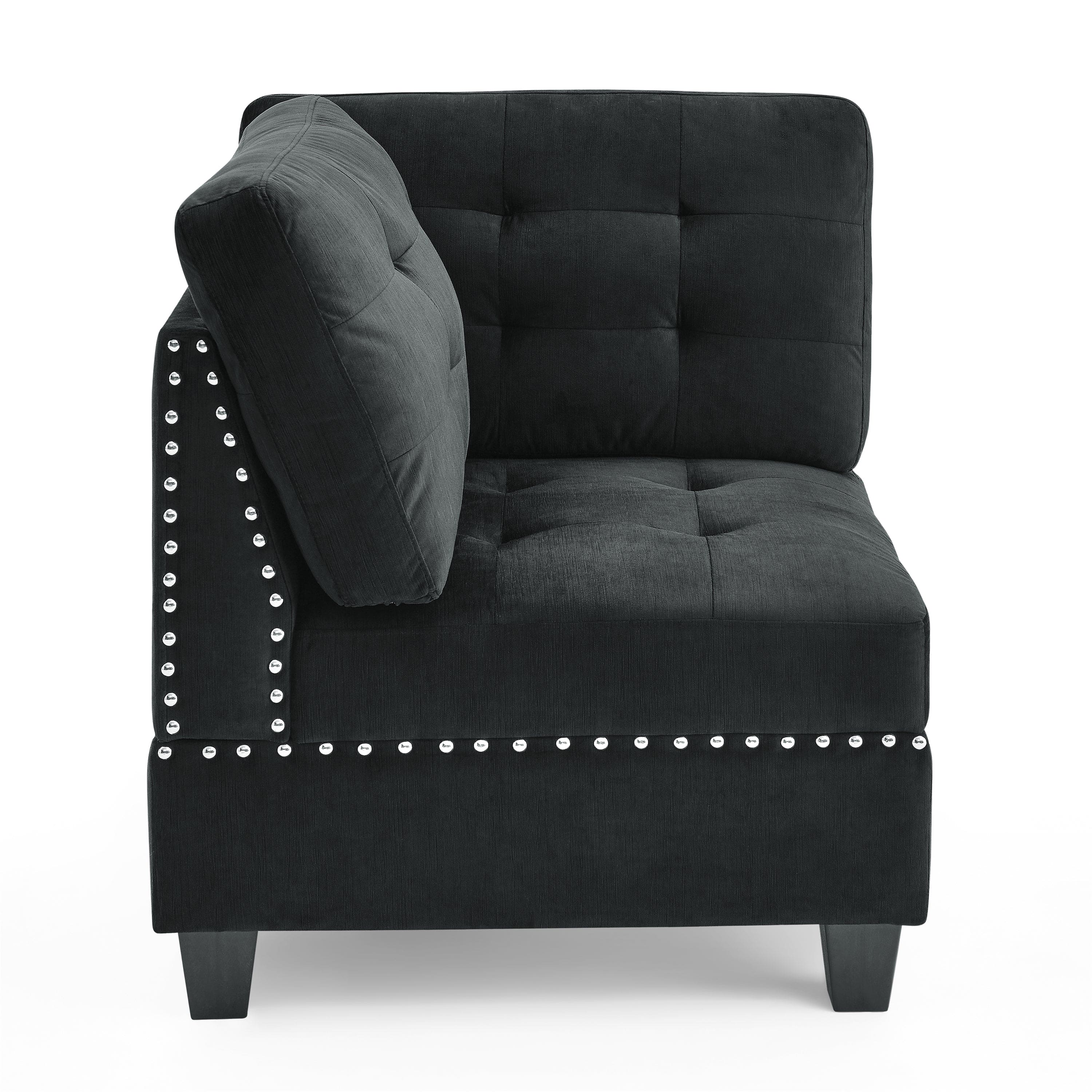 U shape Modular Sectional Sofa,DIY Combination,includes Four Single Chair and Two Corner,Black Velvet.