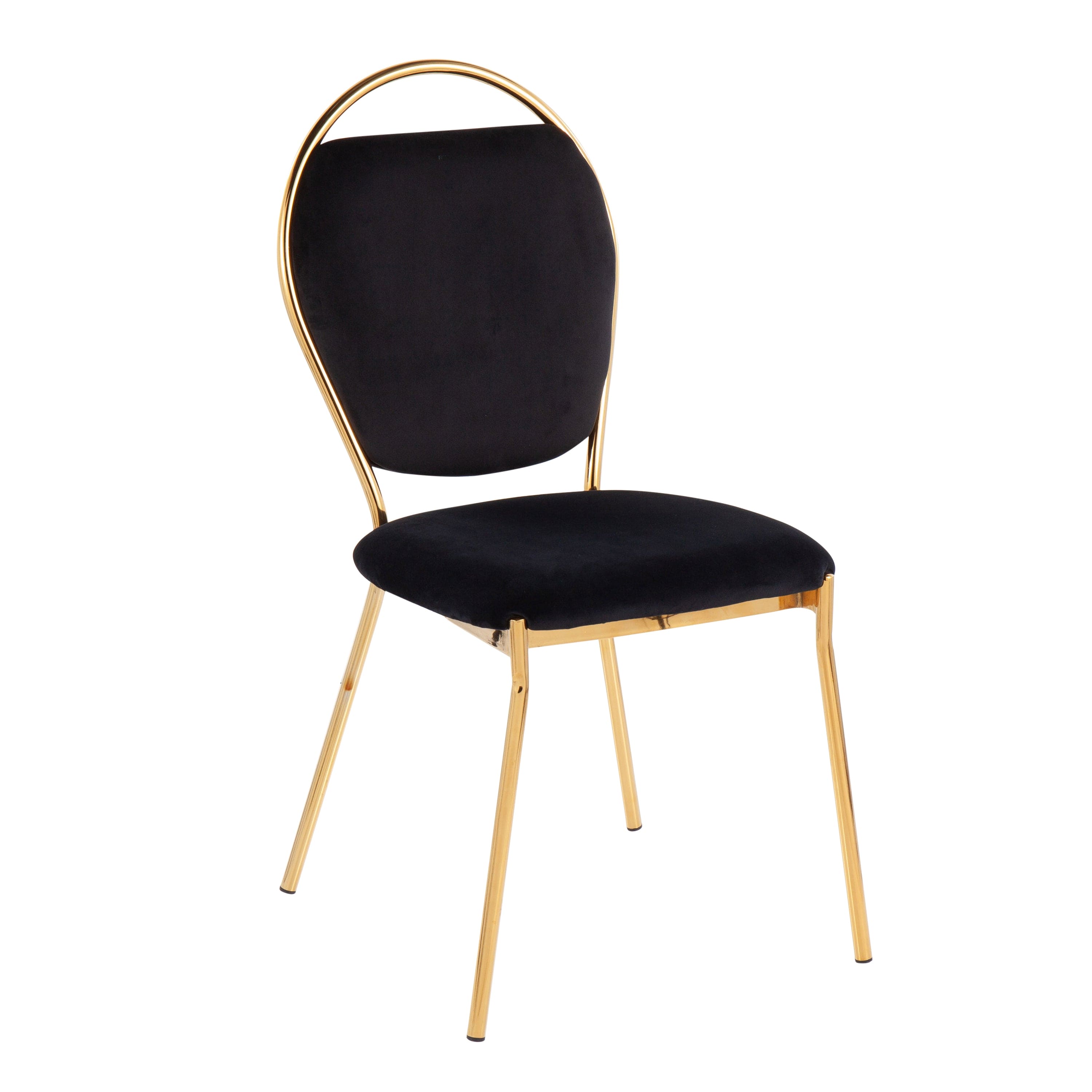 Keyhole Contemporary/Glam Dining Chair in Gold Metal and Black Velvet by LumiSource - Set of 2