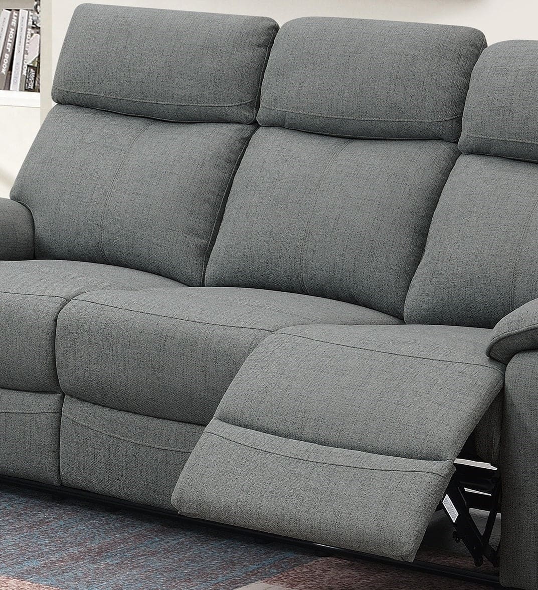 Gray Color Burlap Fabric Recliner Motion Sofa 1pc Couch Manual Motion Sofa Living Room Furniture