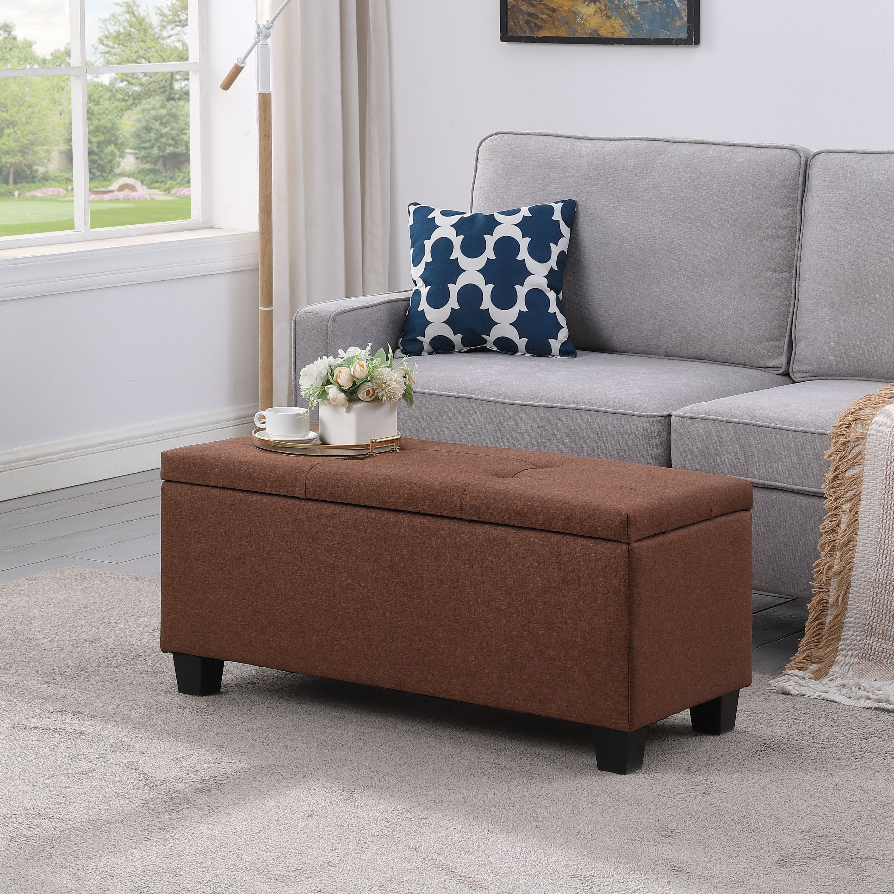 [VIDEO] Large Storage Ottoman Bench Set, 3 in 1 Combination Ottoman, Tufted Ottoman Linen Bench for Living Room, Entryway, Hallway, Bedroom Support 250lbs