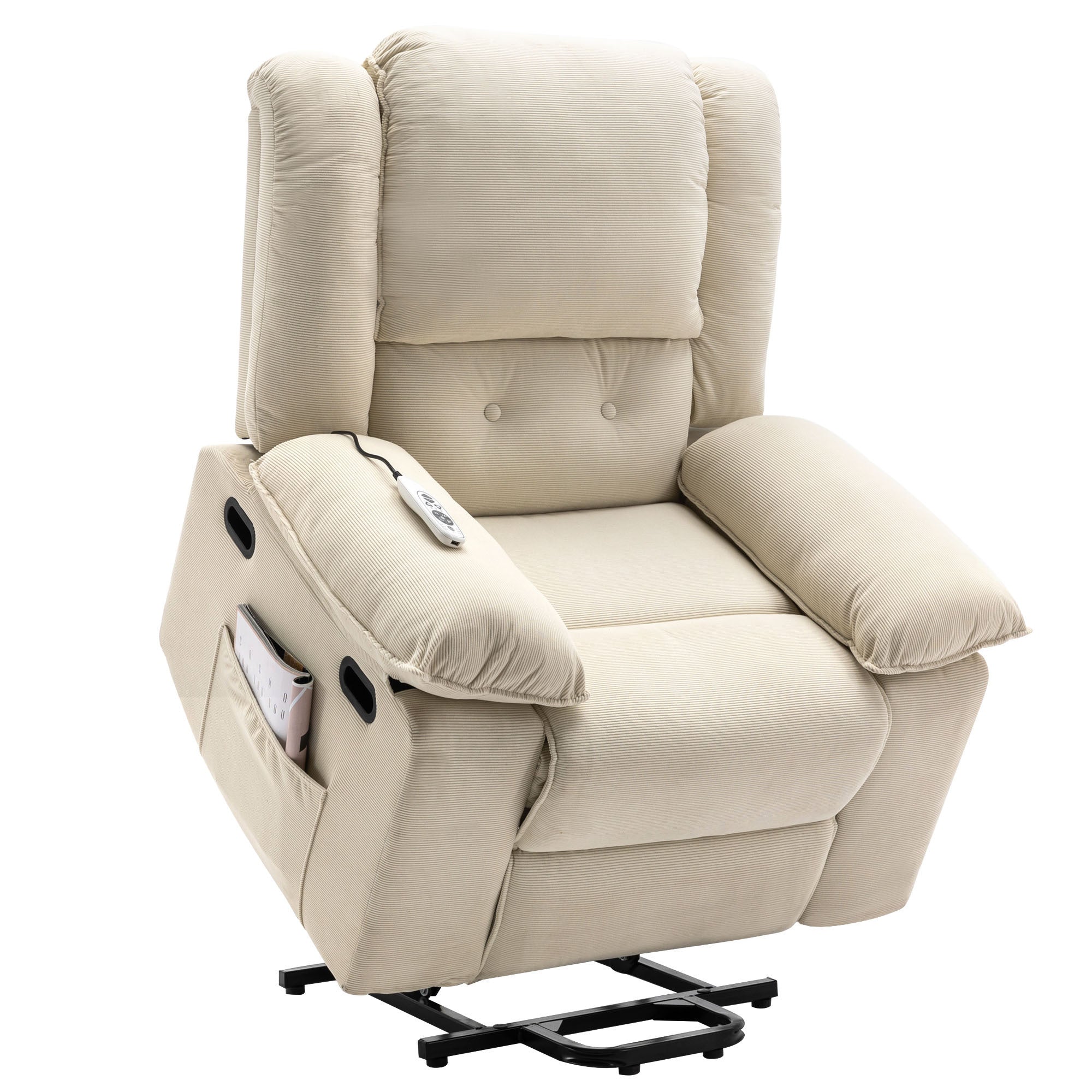 Massage Recliner,Power Lift Chair for Elderly with Adjustable Massage and Heating Function,Recliner Chair with Infinite Position and Side Pocket for Living Room ,Beige