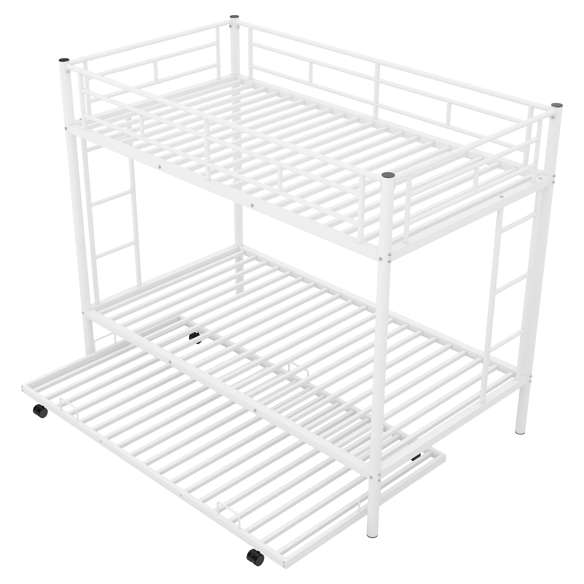 Twin over Twin Bunk Bed with Trundle, White(OLD SKU:MF192387AAK)