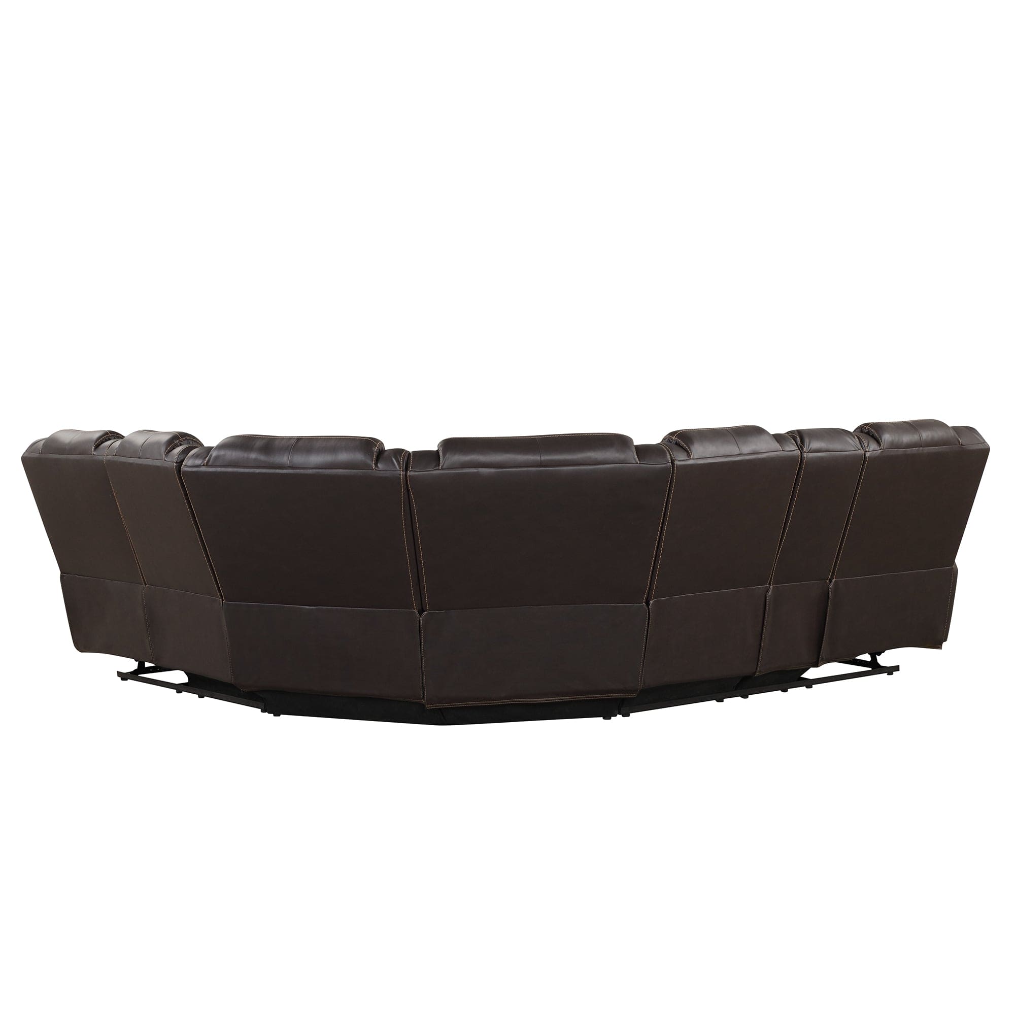 Modern Faux Leather Manual Reclining with Center Console and LED Light Strip,Living Room Furniture Set,PU Symmetrical Couch with 2 Cup Holders and Storage for Living room,Brown