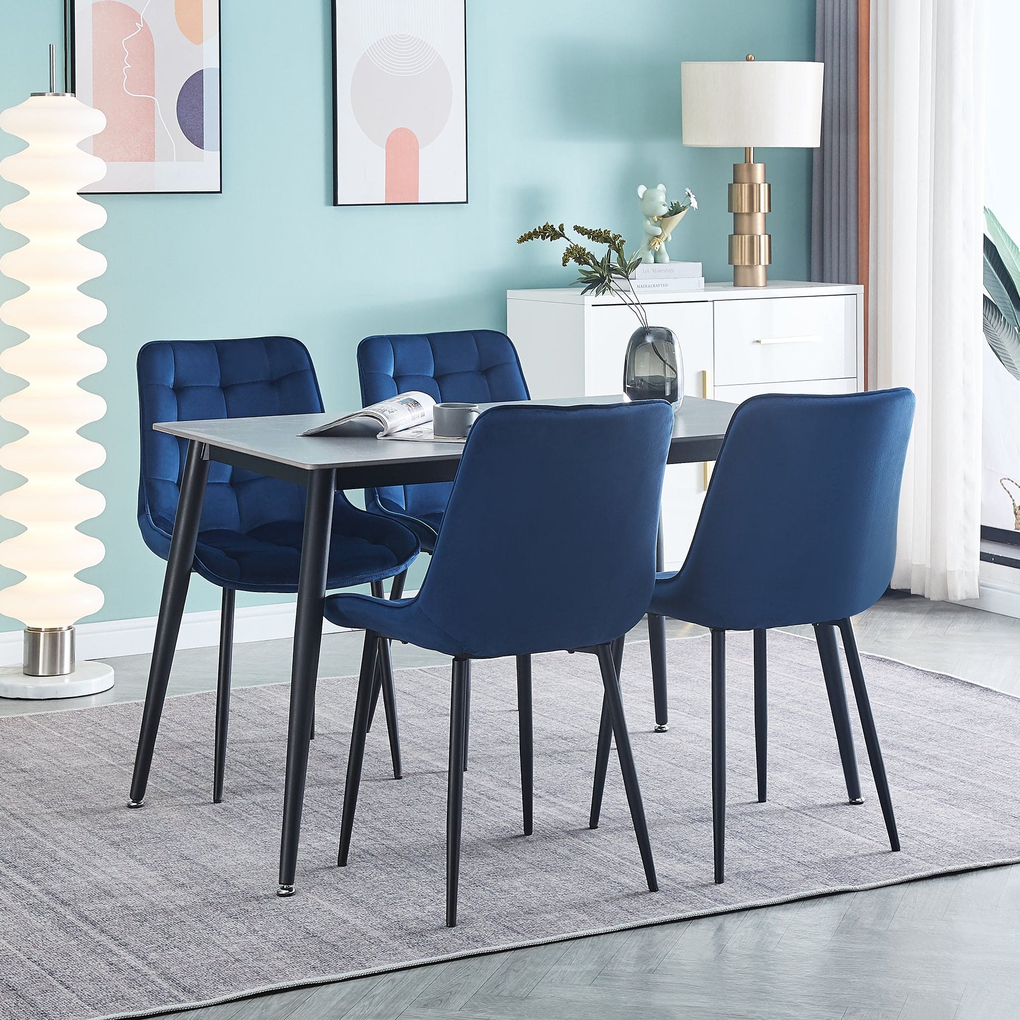 Dining Chair 2PCS（BLUE），Modern style，New technology，Suitable for restaurants, cafes, taverns, offices, living rooms, reception rooms.Simple structure, easy installation.