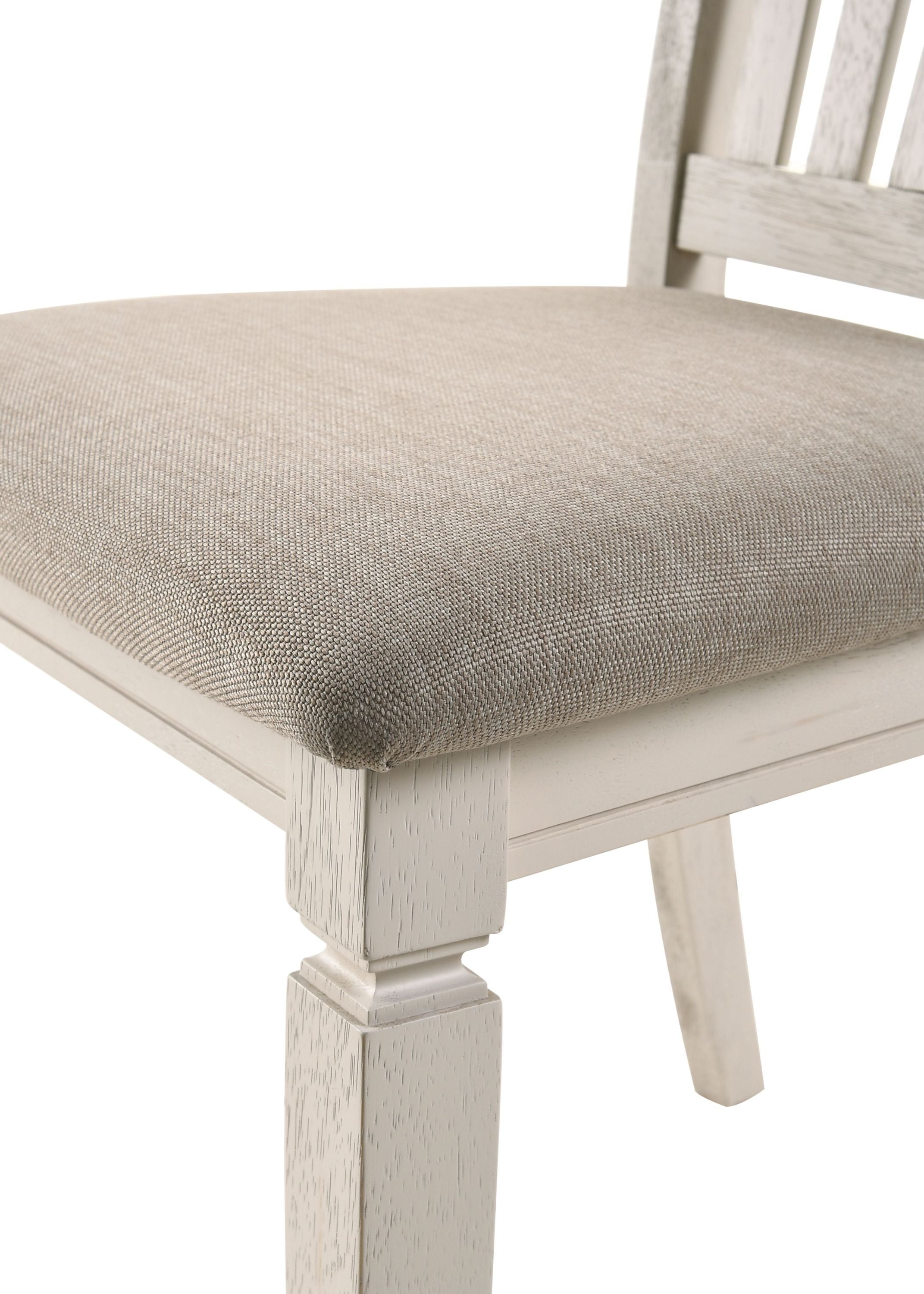 ACME Fedele Side Chair, Tan Fabric & Cream Finish 77192