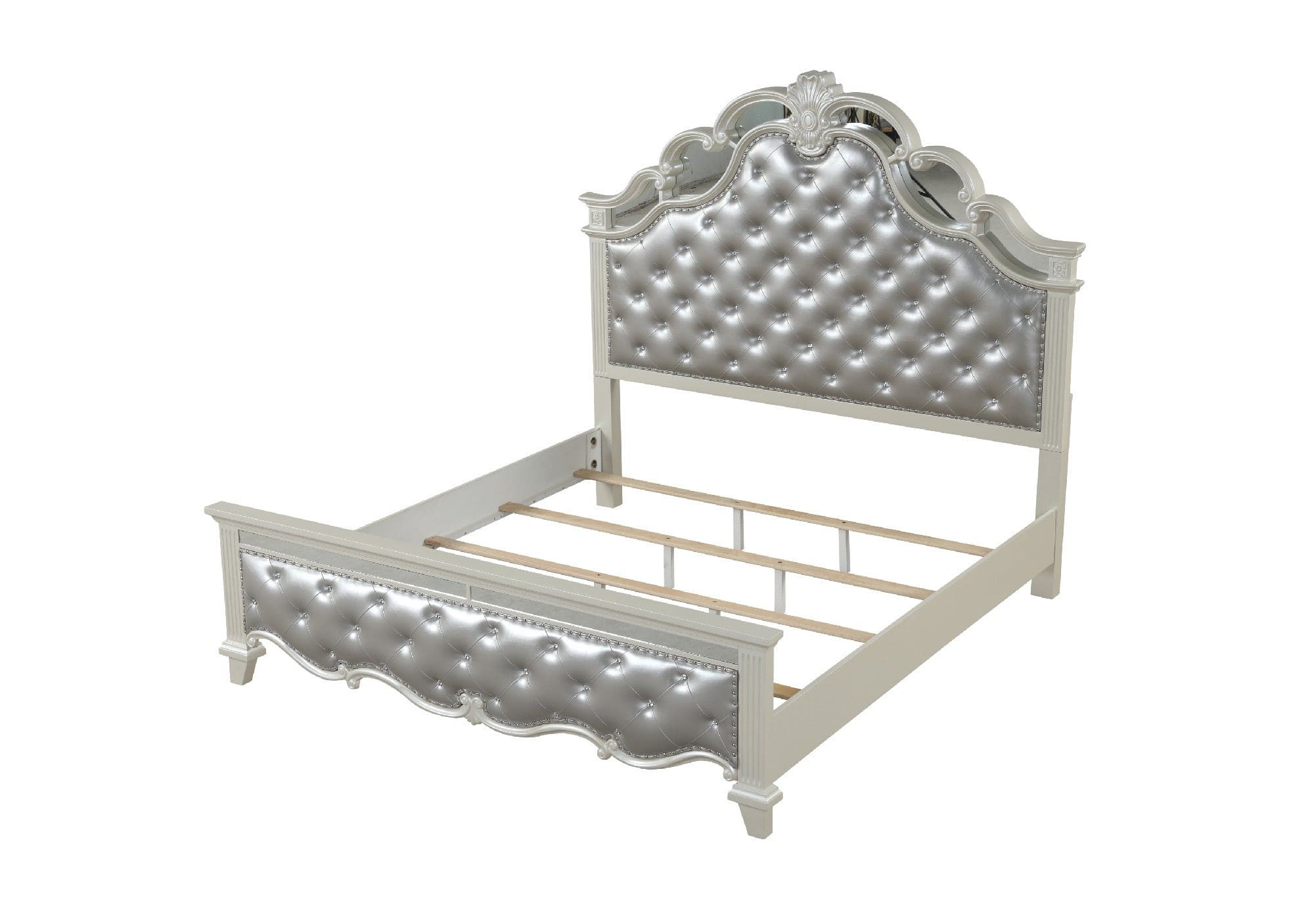 Milan Tufted Upholstery King Size Bed made with Wood in White