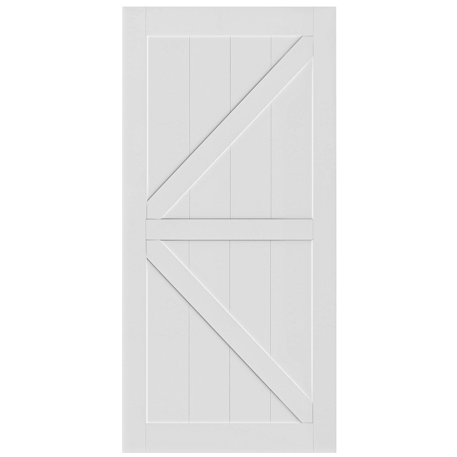 CRAZY ELF 24" x 84" "K" Style Wood Primed Standard Barn Door Slab, DIY Unfinished Solid Wood Paneled Door, Interior Single Door Slab, Pre-Drilled Ready to Assemble