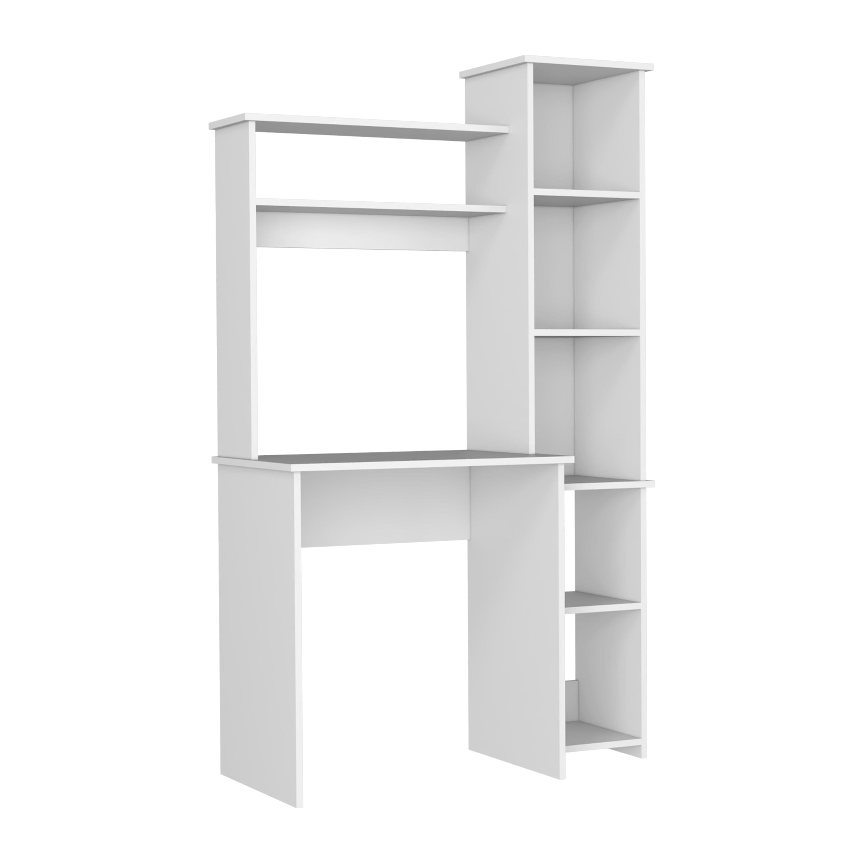 Desk Logan, Five Cubbies, White Finish