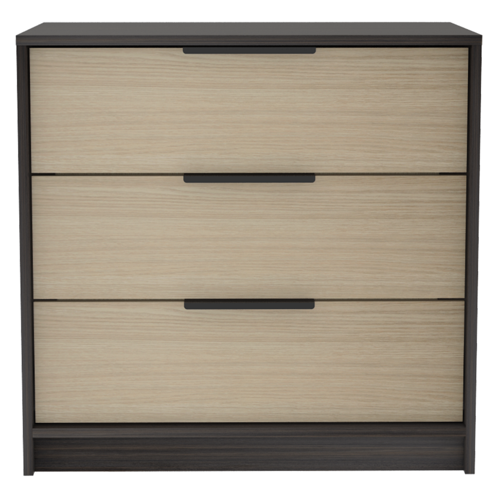 3 Drawers Dresser Maryland, Superior Top, Black Wengue / Pine Finish