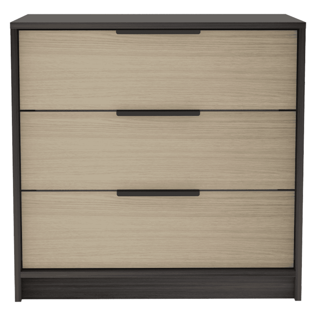 3 Drawers Dresser Maryland, Superior Top, Black Wengue / Pine Finish