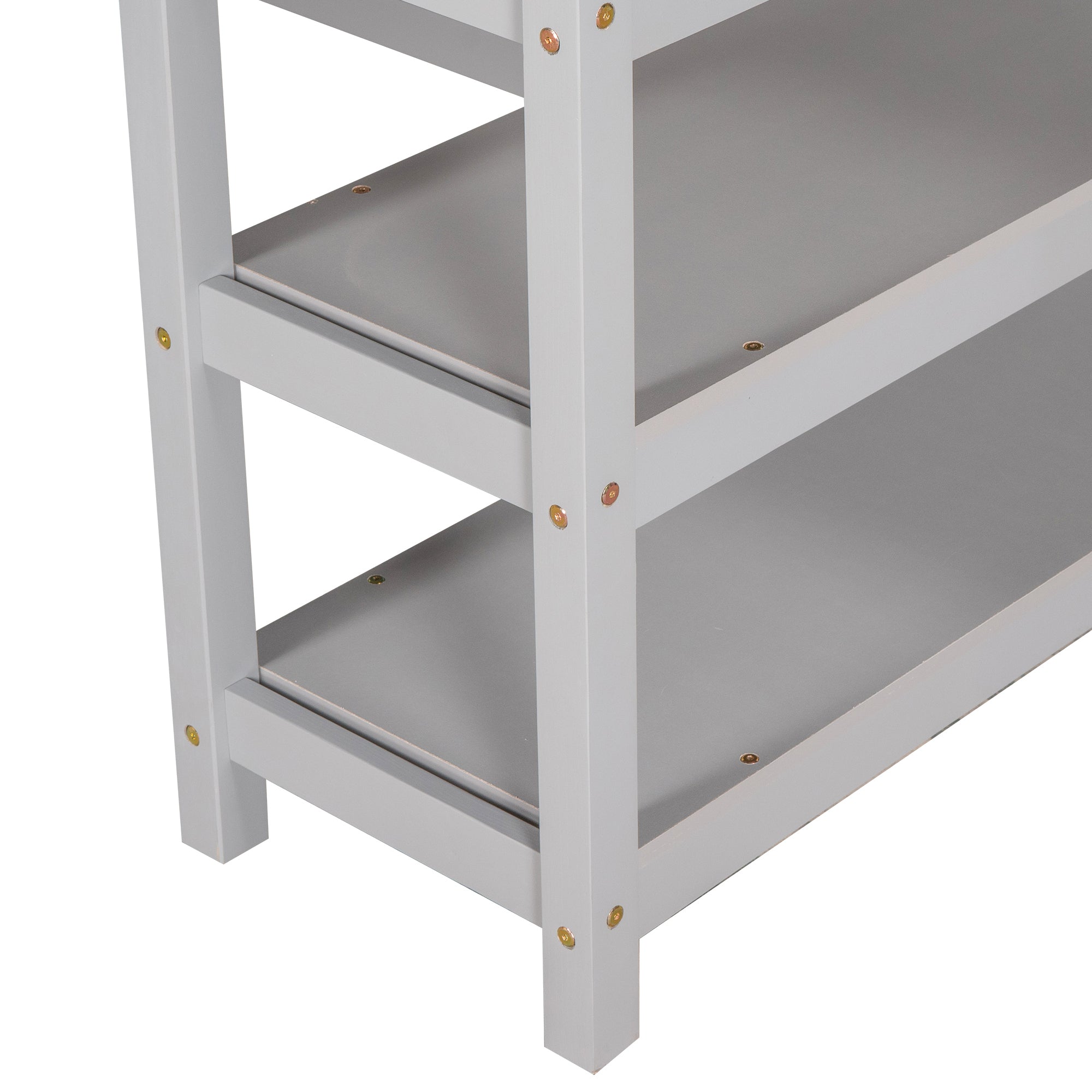 Twin Size Loft Bed with Storage Shelves and Under-bed Desk, Gray(OLD SKU:SM000245AAE-1)