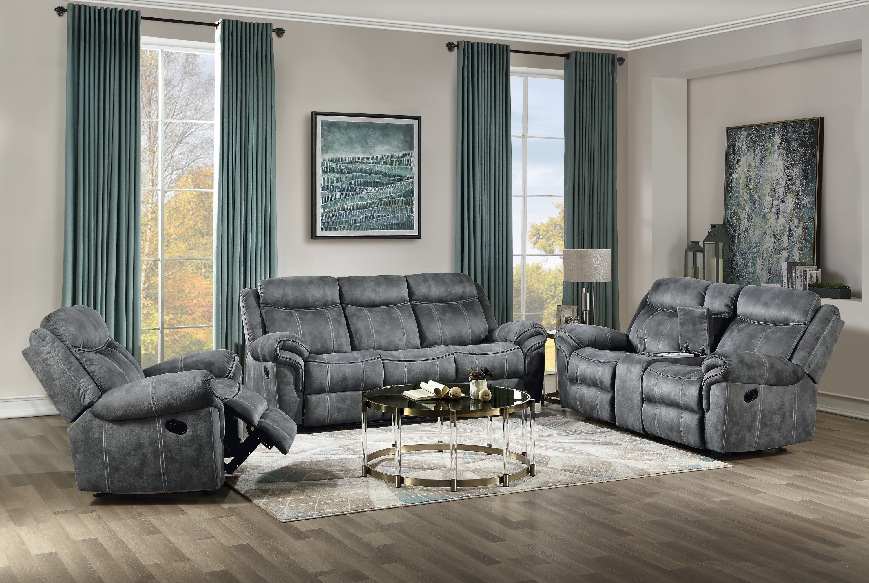 ACME Zubaida Sofa (Glider & Motion), 2-Tone Gray Velvet 55025