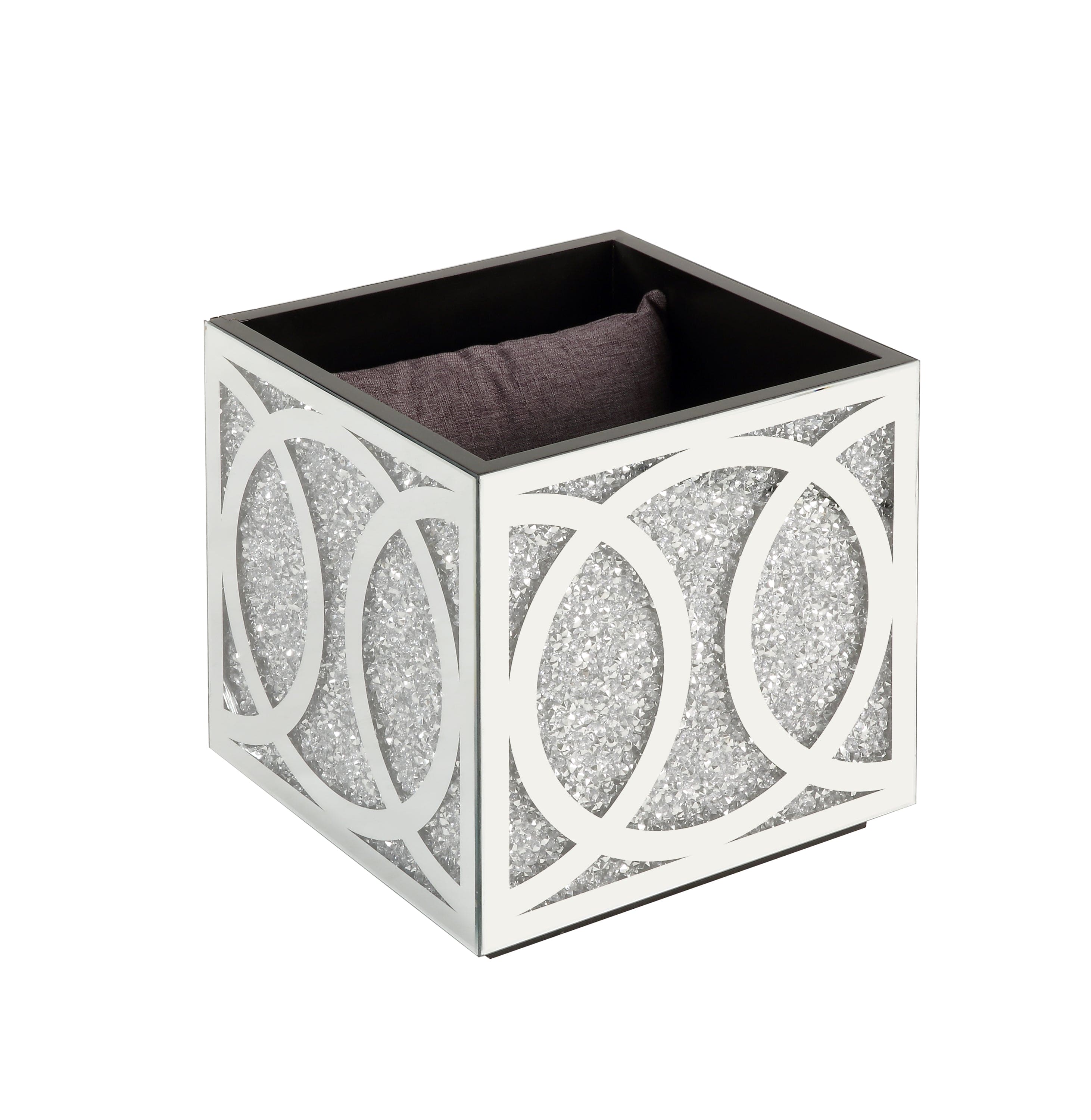 ACME Noralie OTTOMAN W/STORAGE Mirrored & Faux Diamonds AC00529