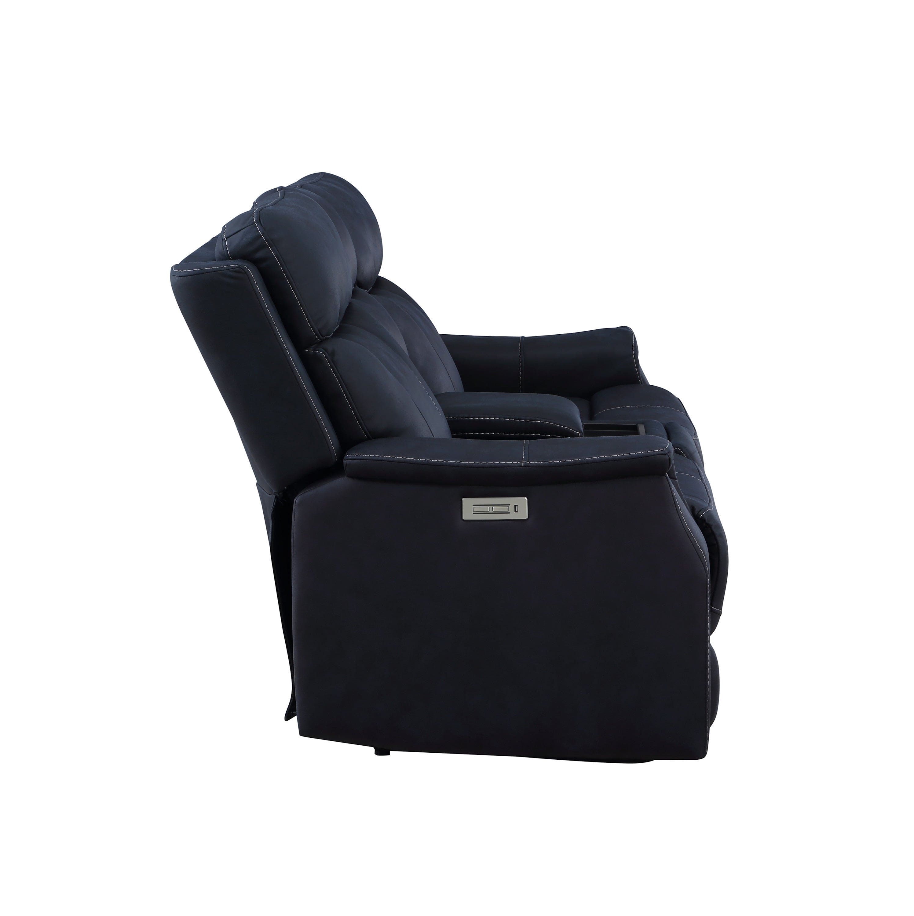 Tailored Power Console Loveseat - Shaped Seats, Luxurious Leatherette Cover - Power Headrest, Power Footrest, Hidden Storage