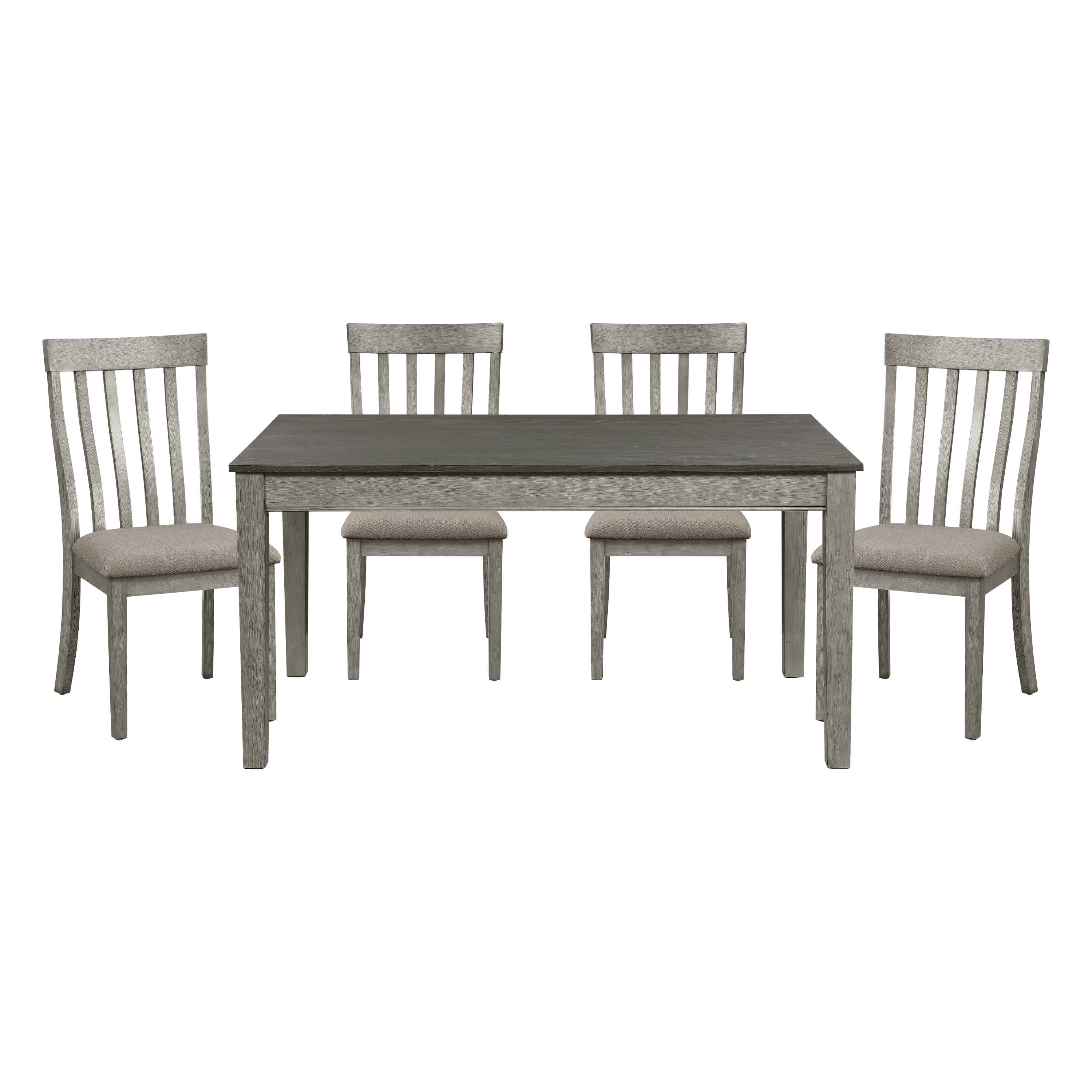 Dining Room Furniture Side Chairs 2pc Set Wire Brushed Light Gray Finish Vertical Slat Back Design Wooden Chairs Set