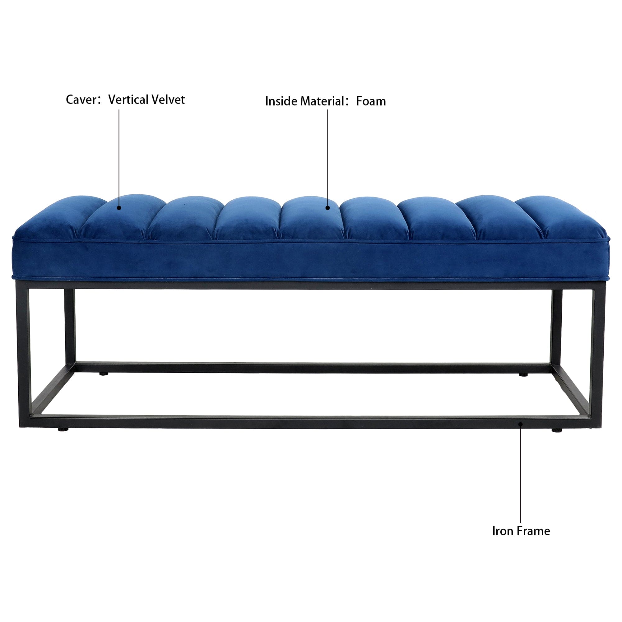 Metal Base Upholstered Bench for Bedroom for Entryway