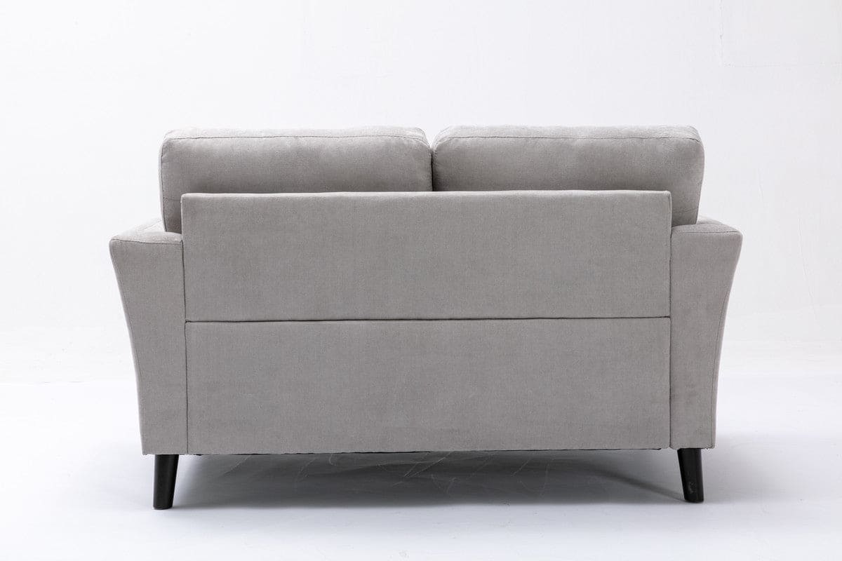 Damian Light Gray Velvet Fabric Loveseat