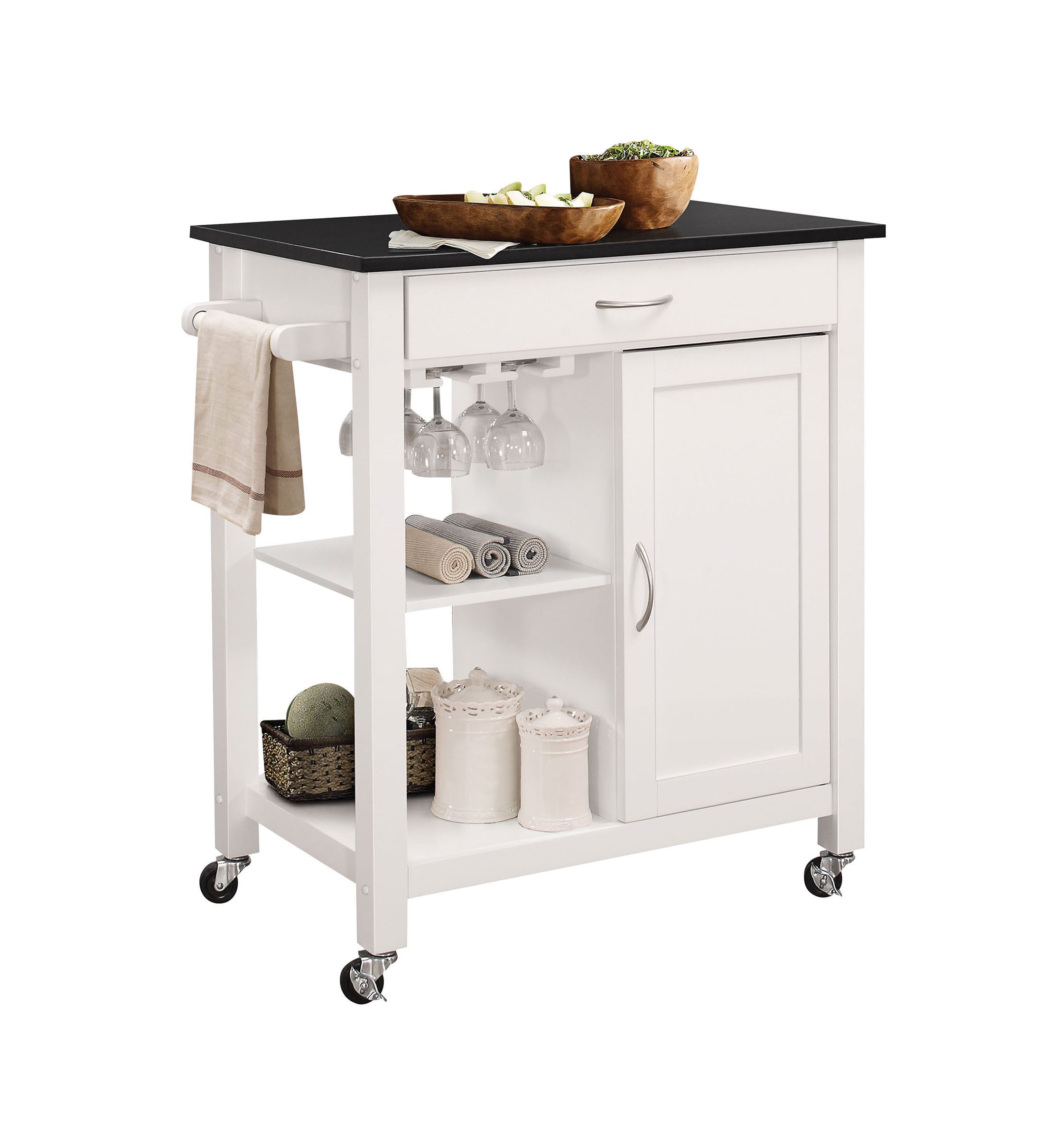 ACME Ottawa Kitchen Cart, Black & White 98320