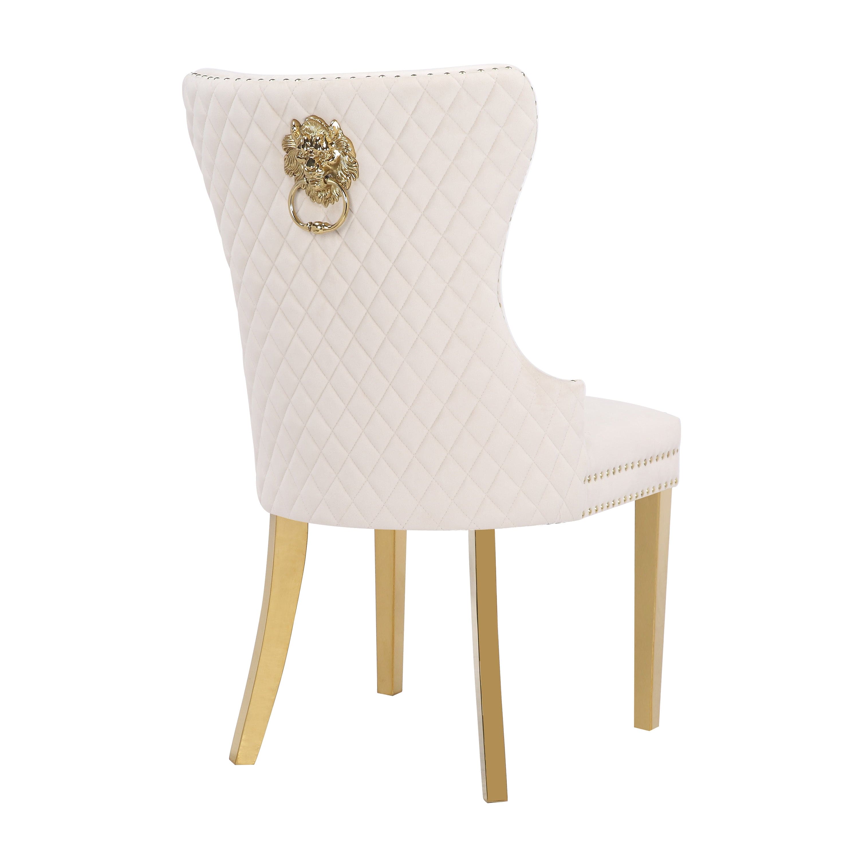 Simba Gold 2 Piece Dinning Chair Finish with Velvet Fabric in Beige