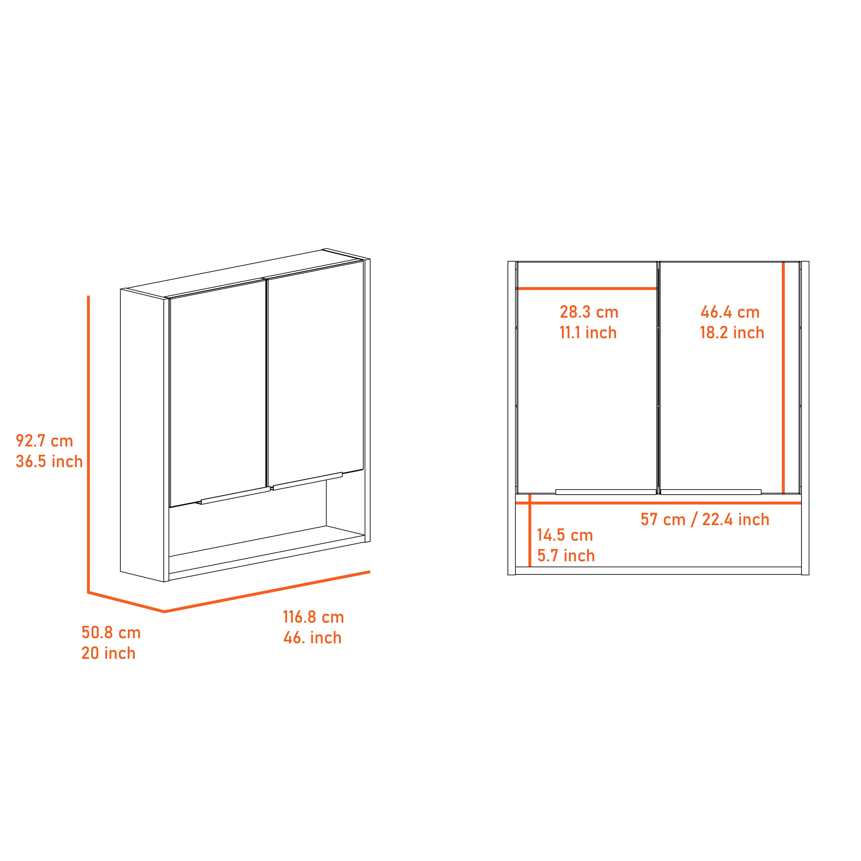 Medicine Cabinet with Mirror  Lexington,Three Internal Shelves, Light Gray Finish