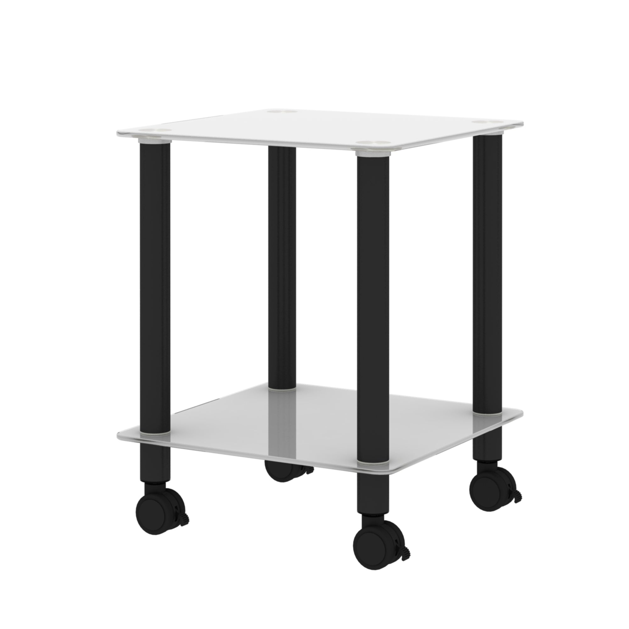 1-Piece White+Black Side Table , 2-Tier Space End Table ,Modern Night Stand, Sofa table, Side Table with Storage Shelve