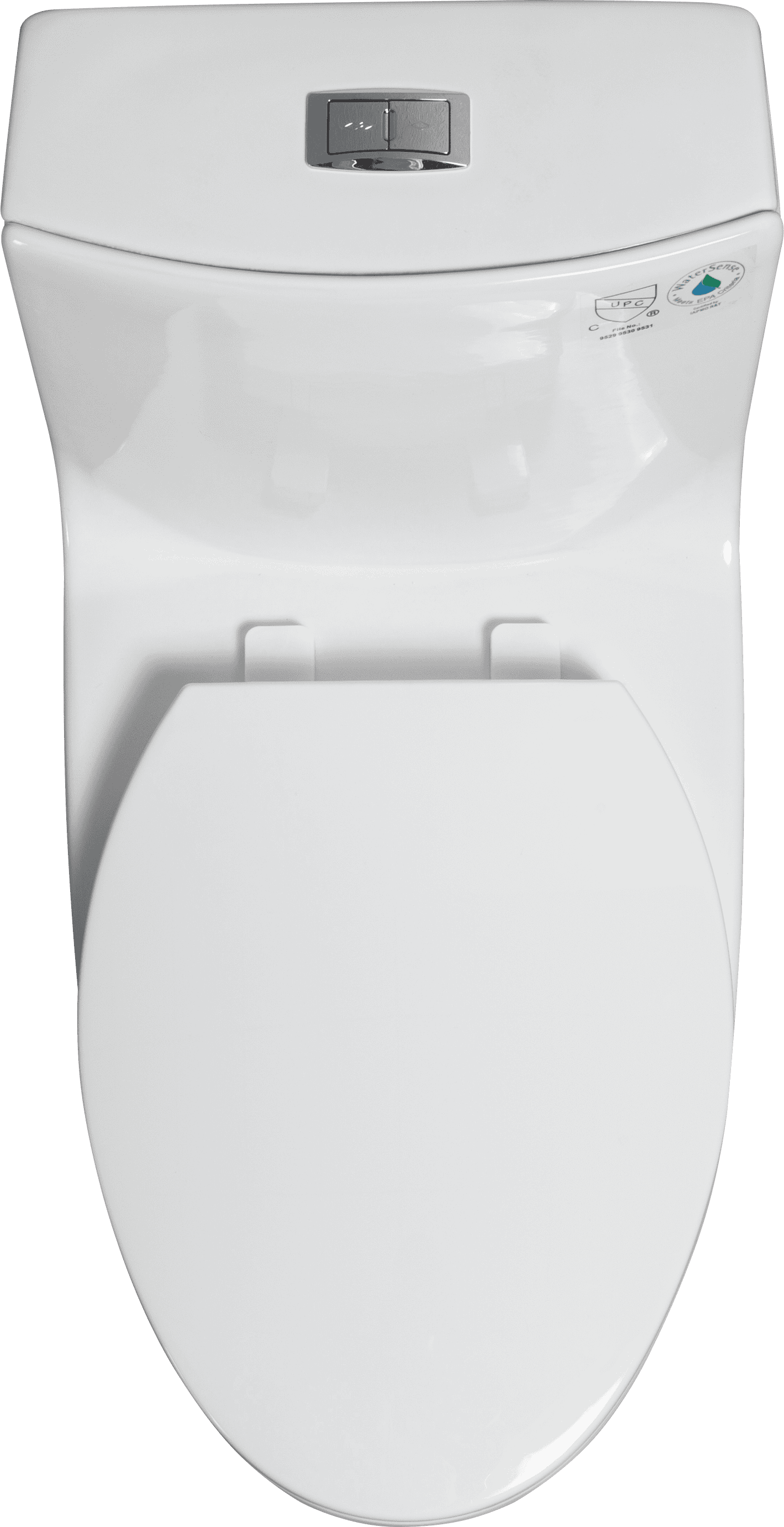 15 1/8 Inch 1.1/1.6 GPF Dual Flush 1-Piece Elongated Toilet with Soft-Close Seat - Gloss White  23T02-GW