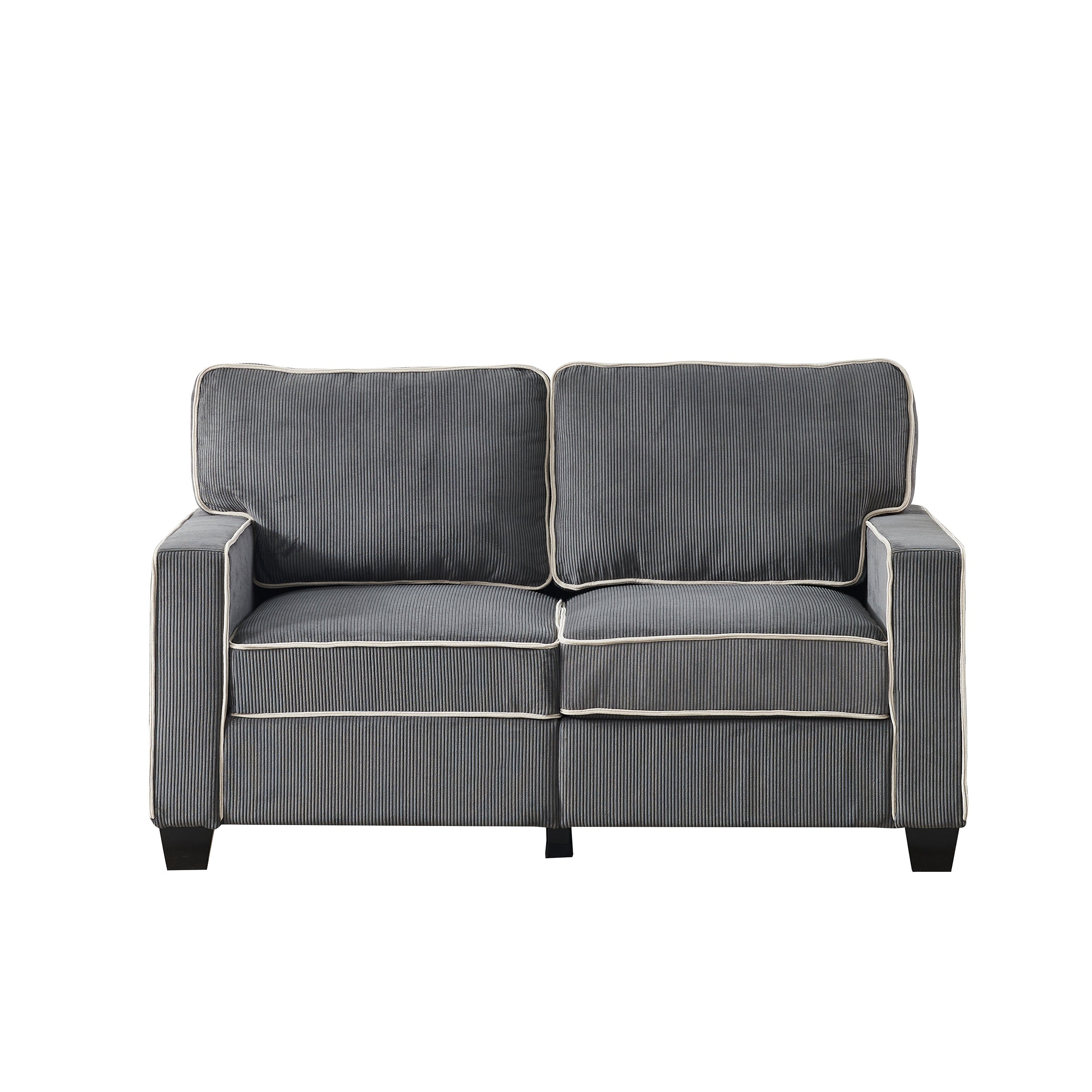 Living Room Sofa Loveseat with Storage Dark Grey Corduroy