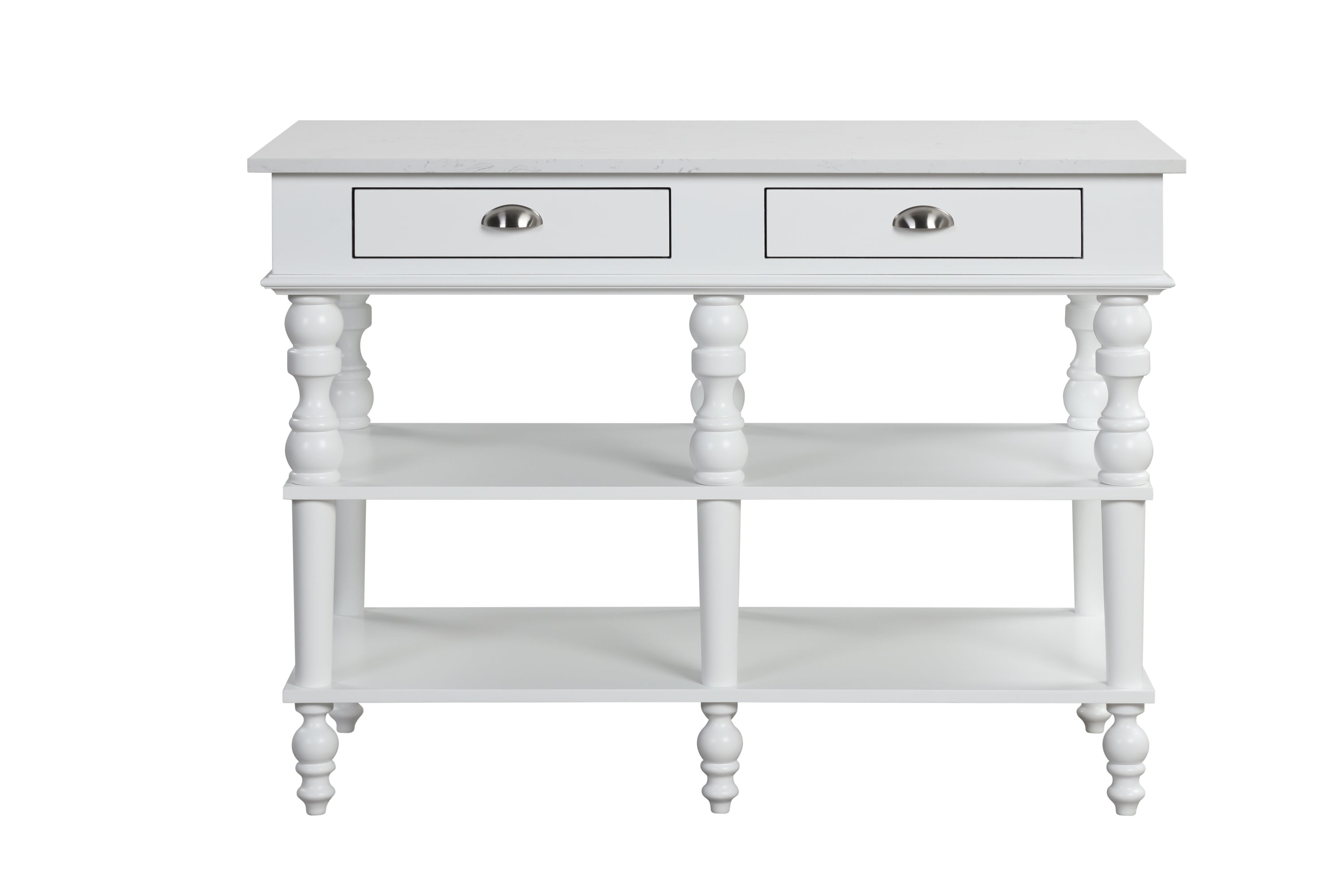 ACME Rorratt Kitchen Island, Marble & White Finish AC00186