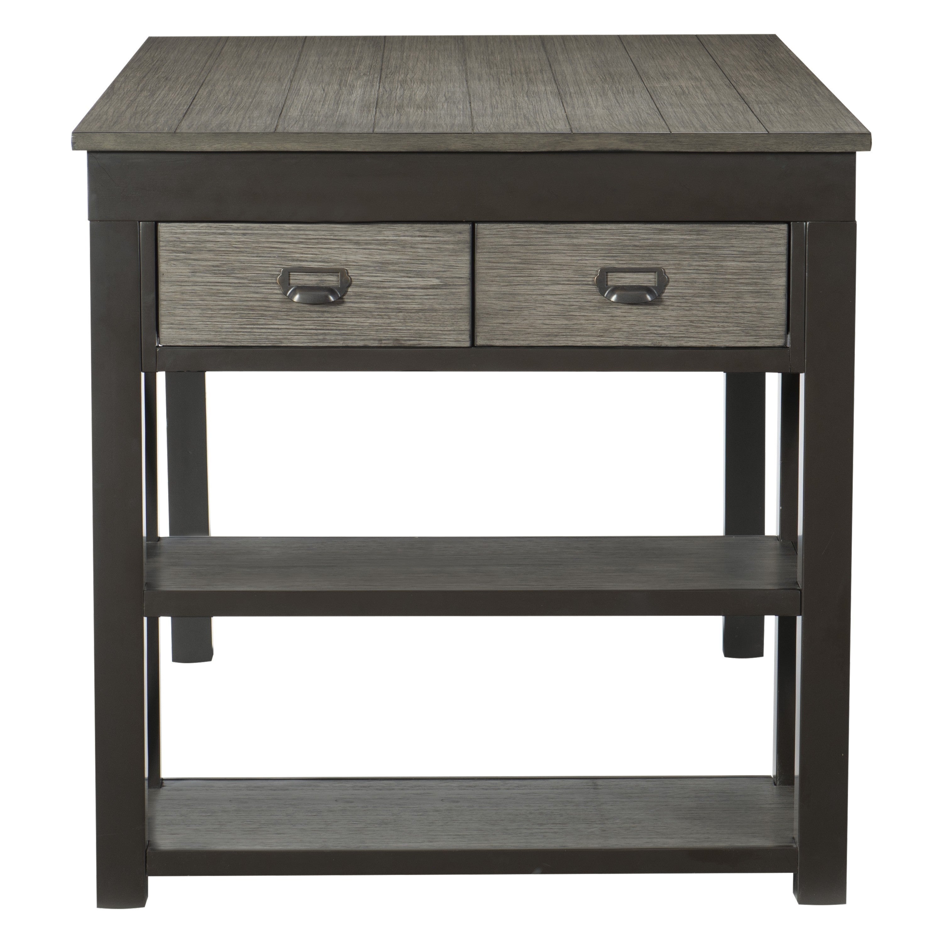 1pc Counter Height Table with Storage Drawers Display Shelf's Gray Gunmetal Finish Casual Style Dining Furniture