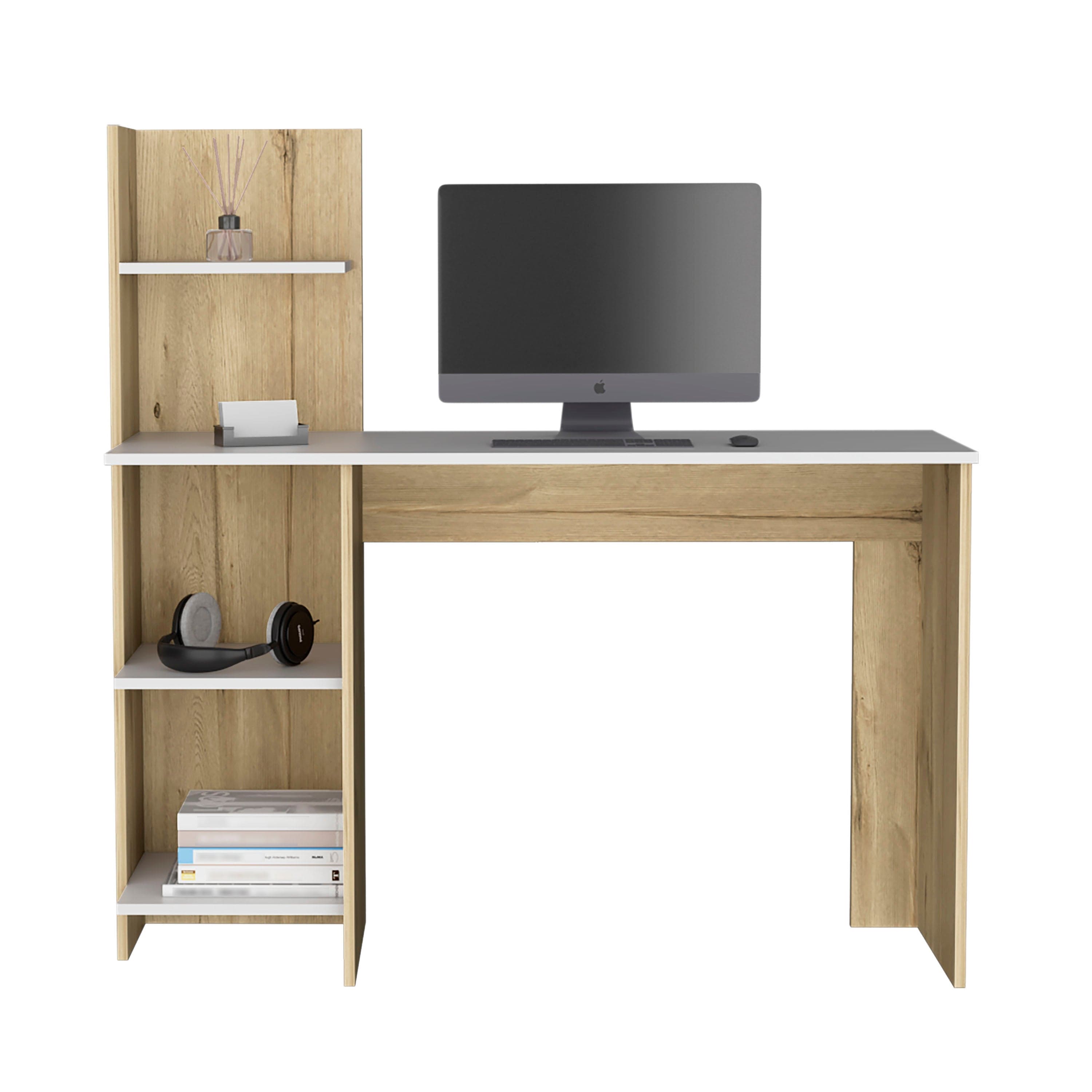 Desk Wichita, Four Shelves, Light Oak / White Finish