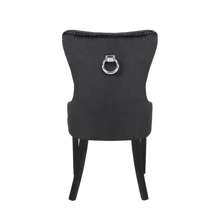 Erica 2 Piece Wood Legs Dinning Chair Finish with Velvet Fabric in Black