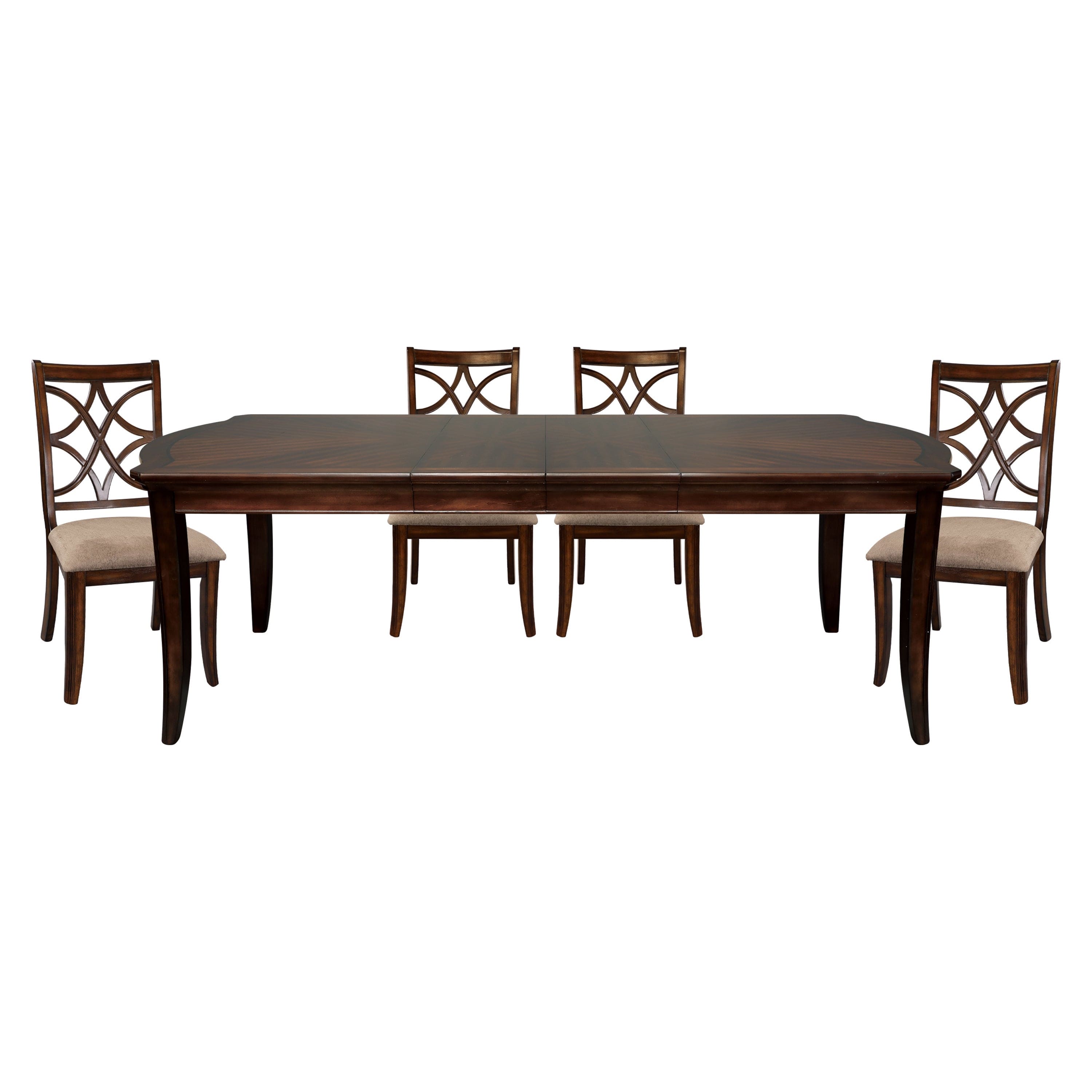 Cherry Finish Formal Dining Table 1pc Lovely Veneer Pattern 2x Extension Leaf Contemporary Dining Furniture